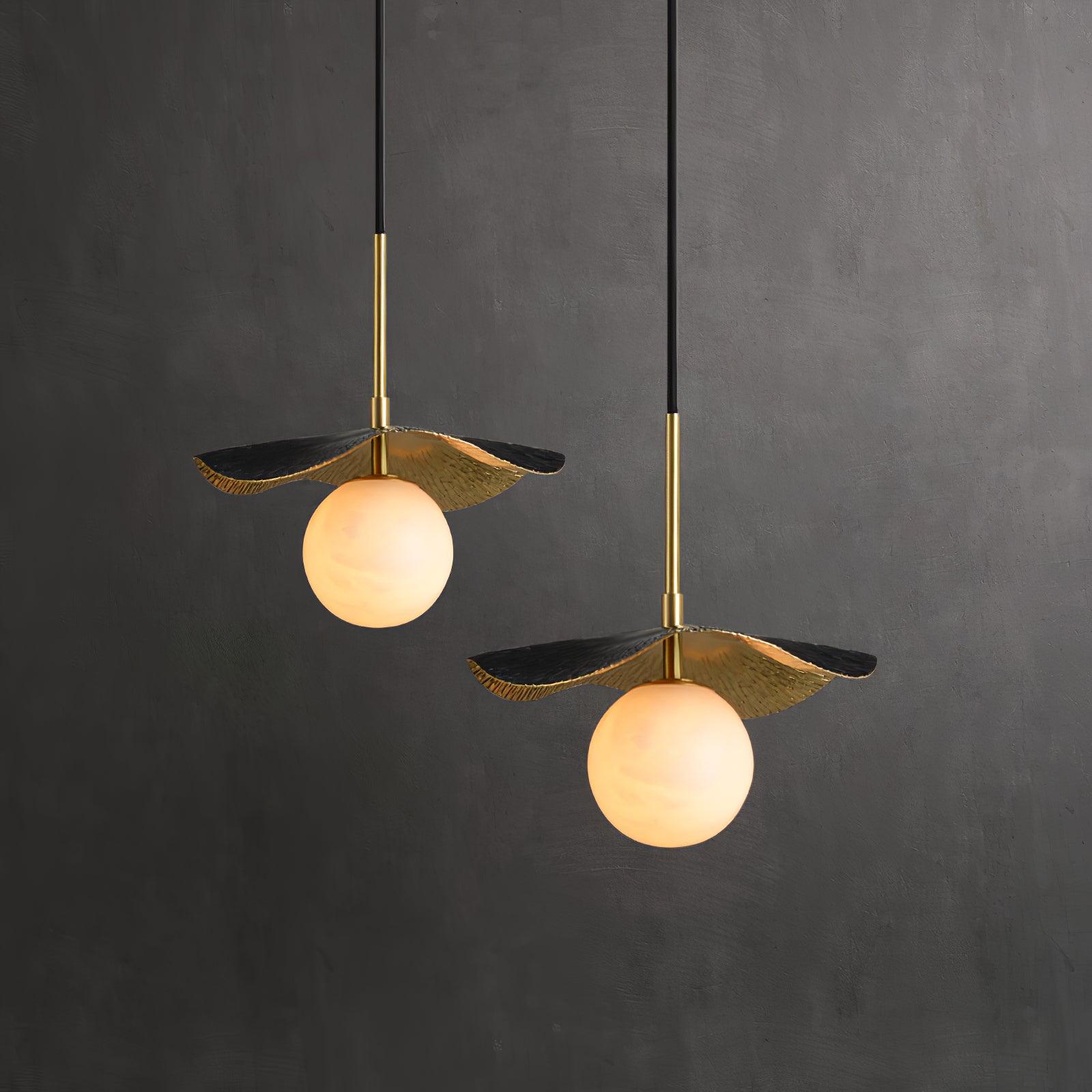Talem Leaf Canopy Alabaster Pendant Light-Neutral Decor