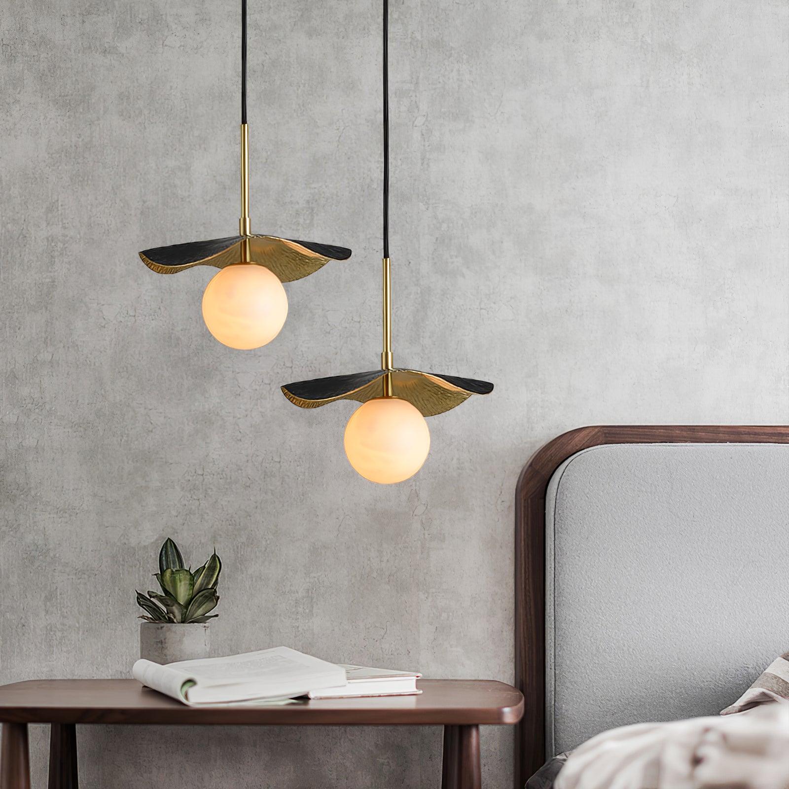 Talem Leaf Canopy Alabaster Pendant Light-Neutral Decor