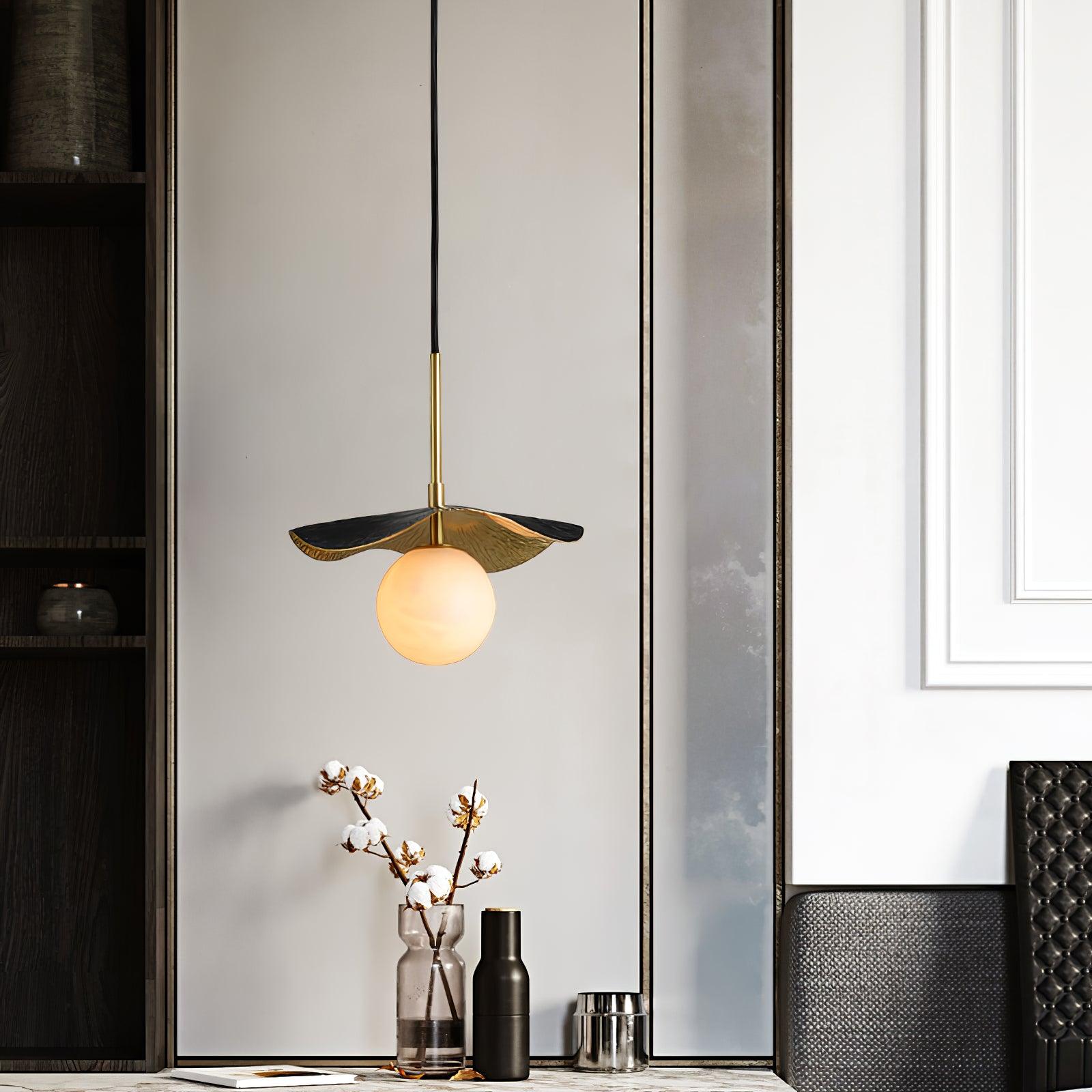 Talem Leaf Canopy Alabaster Pendant Light-Neutral Decor