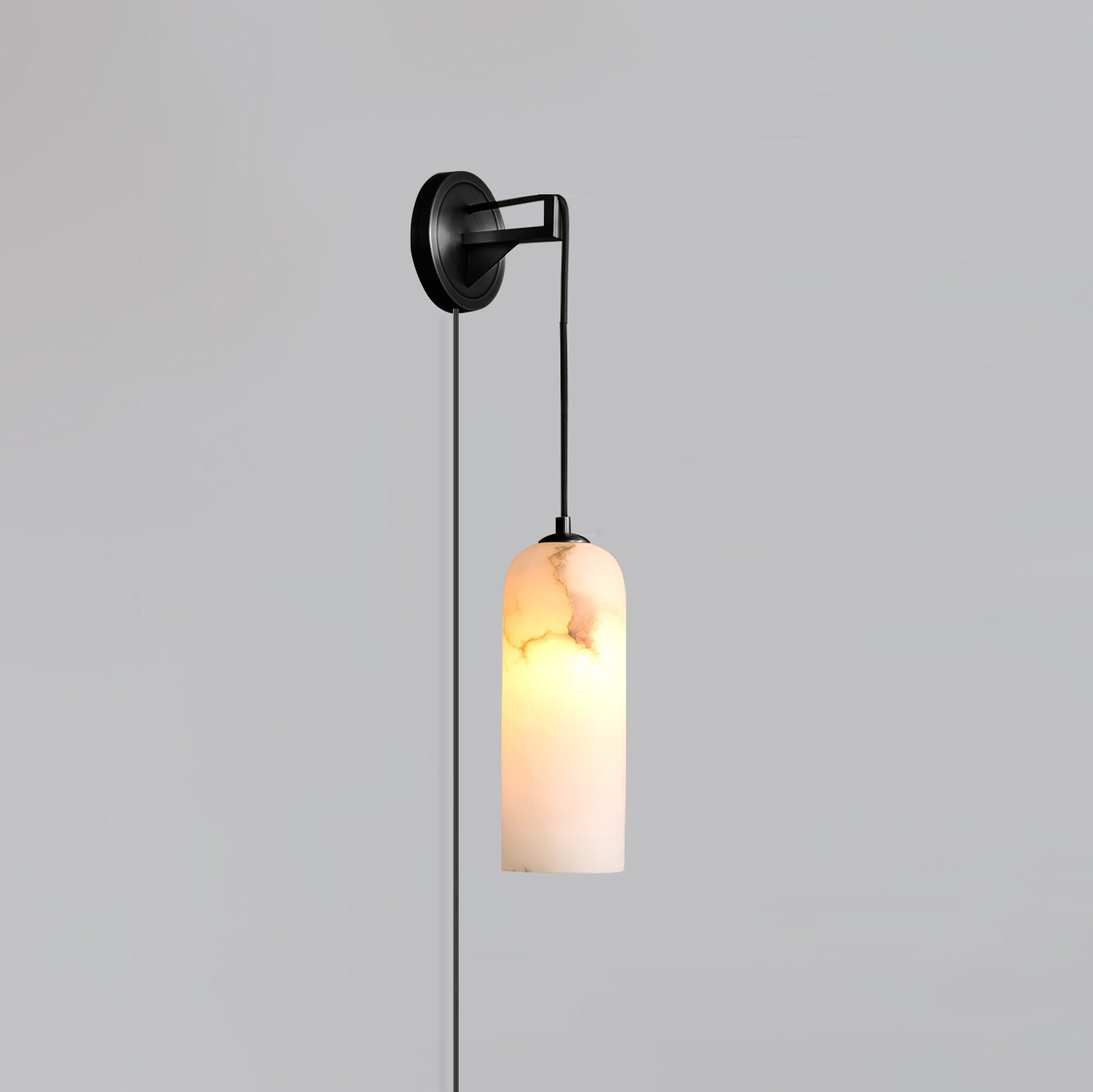 Monty Alabaster Plug-in Wall Lamp-Neutral Decor