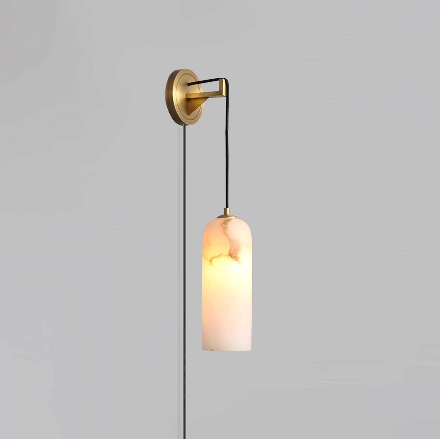 Monty Alabaster Plug-in Wall Lamp-Neutral Decor