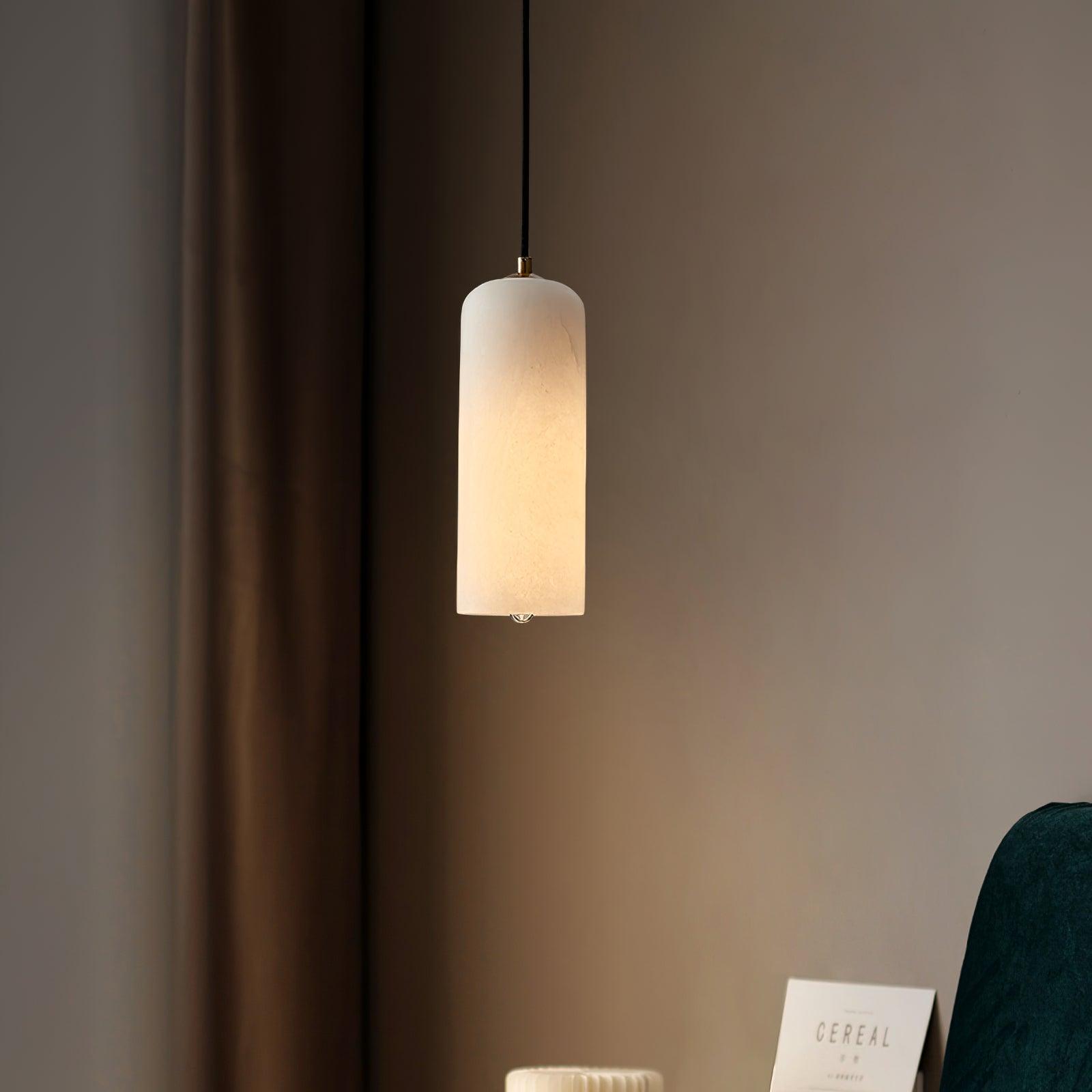Zashayra Cylindrical Alabaster Pendant Light-Neutral Decor