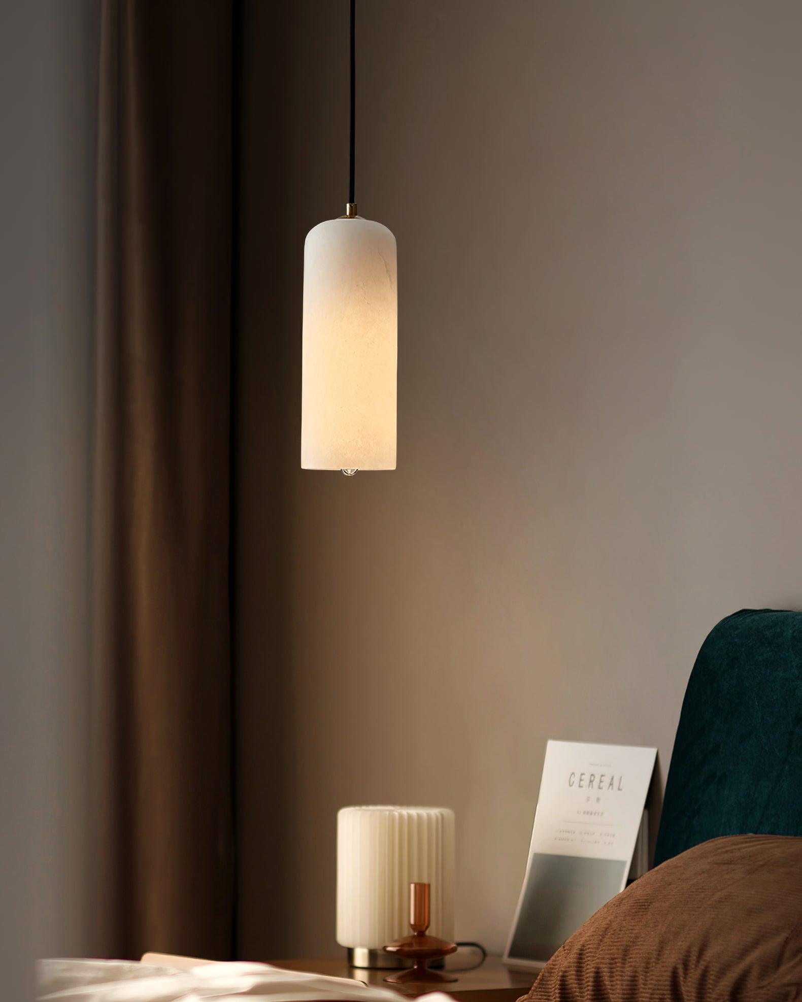 Zashayra Cylindrical Alabaster Pendant Light-Neutral Decor