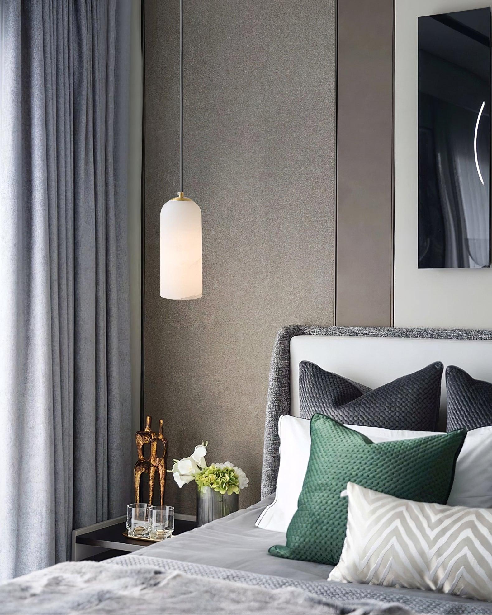 Zashayra Cylindrical Alabaster Pendant Light-Neutral Decor