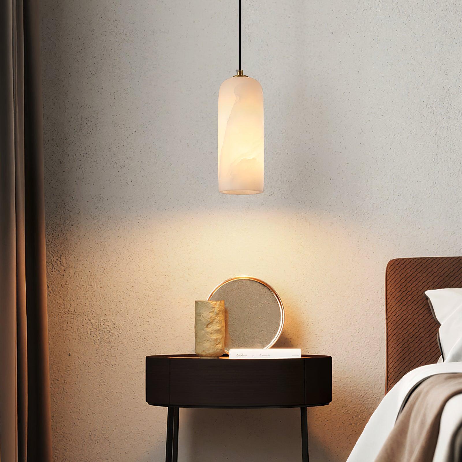 Zashayra Cylindrical Alabaster Pendant Light-Neutral Decor