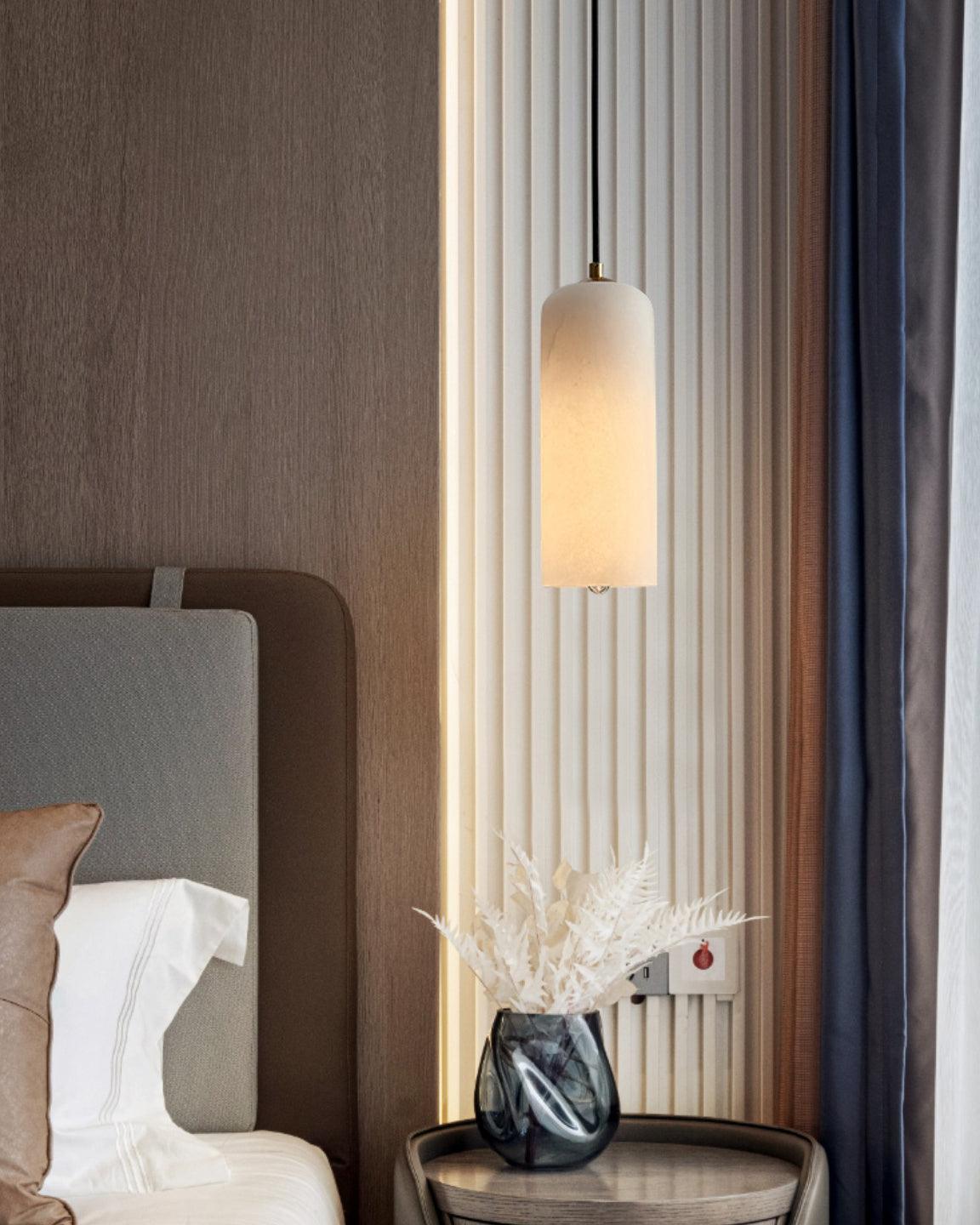 Zashayra Cylindrical Alabaster Pendant Light-Neutral Decor