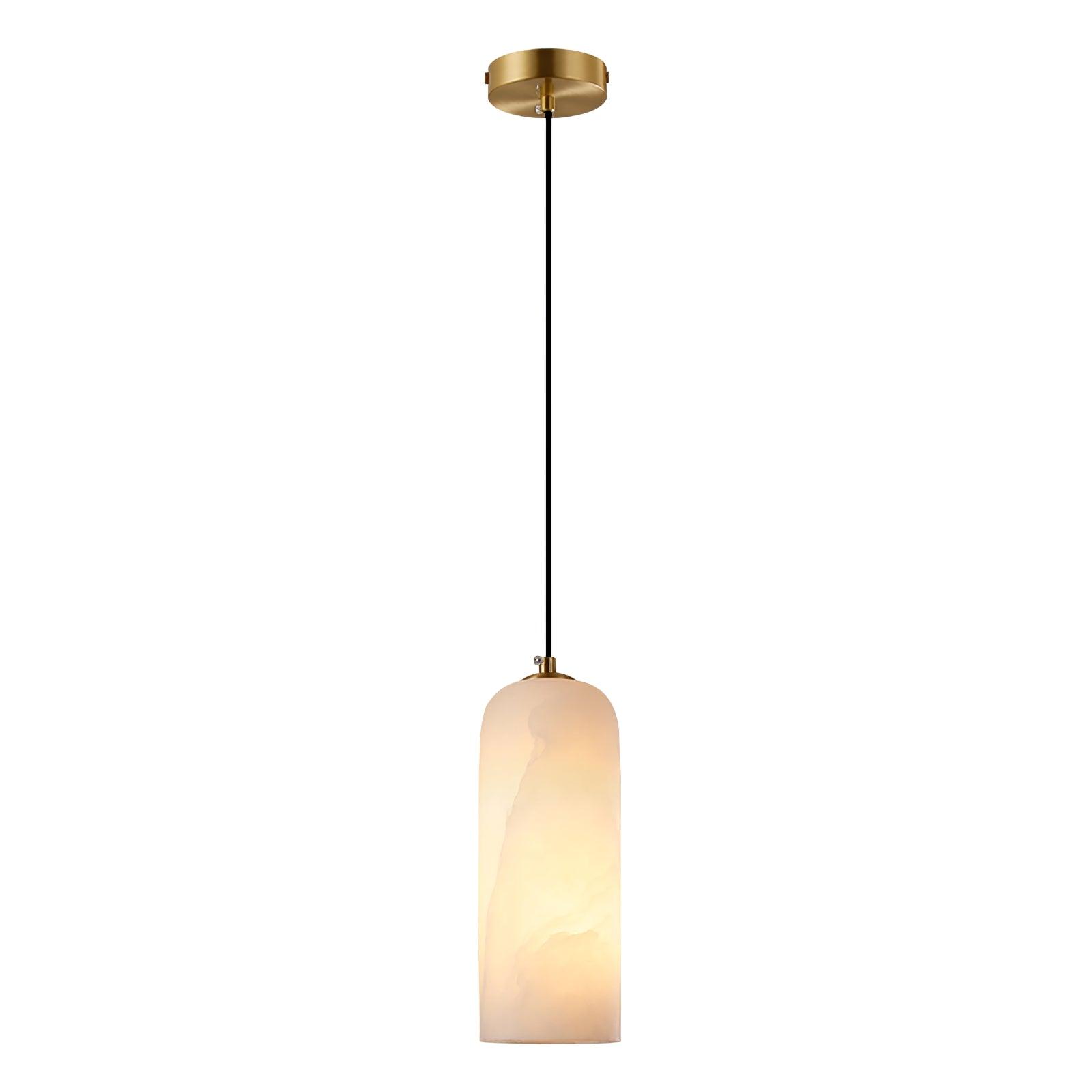 Zashayra Cylindrical Alabaster Pendant Light-Neutral Decor