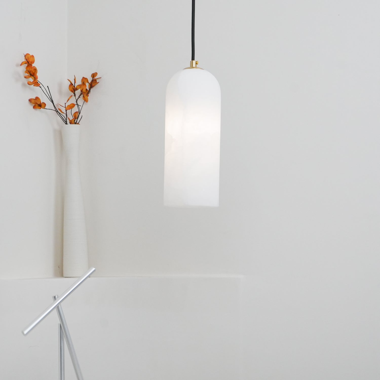 Zashayra Cylindrical Alabaster Pendant Light-Neutral Decor