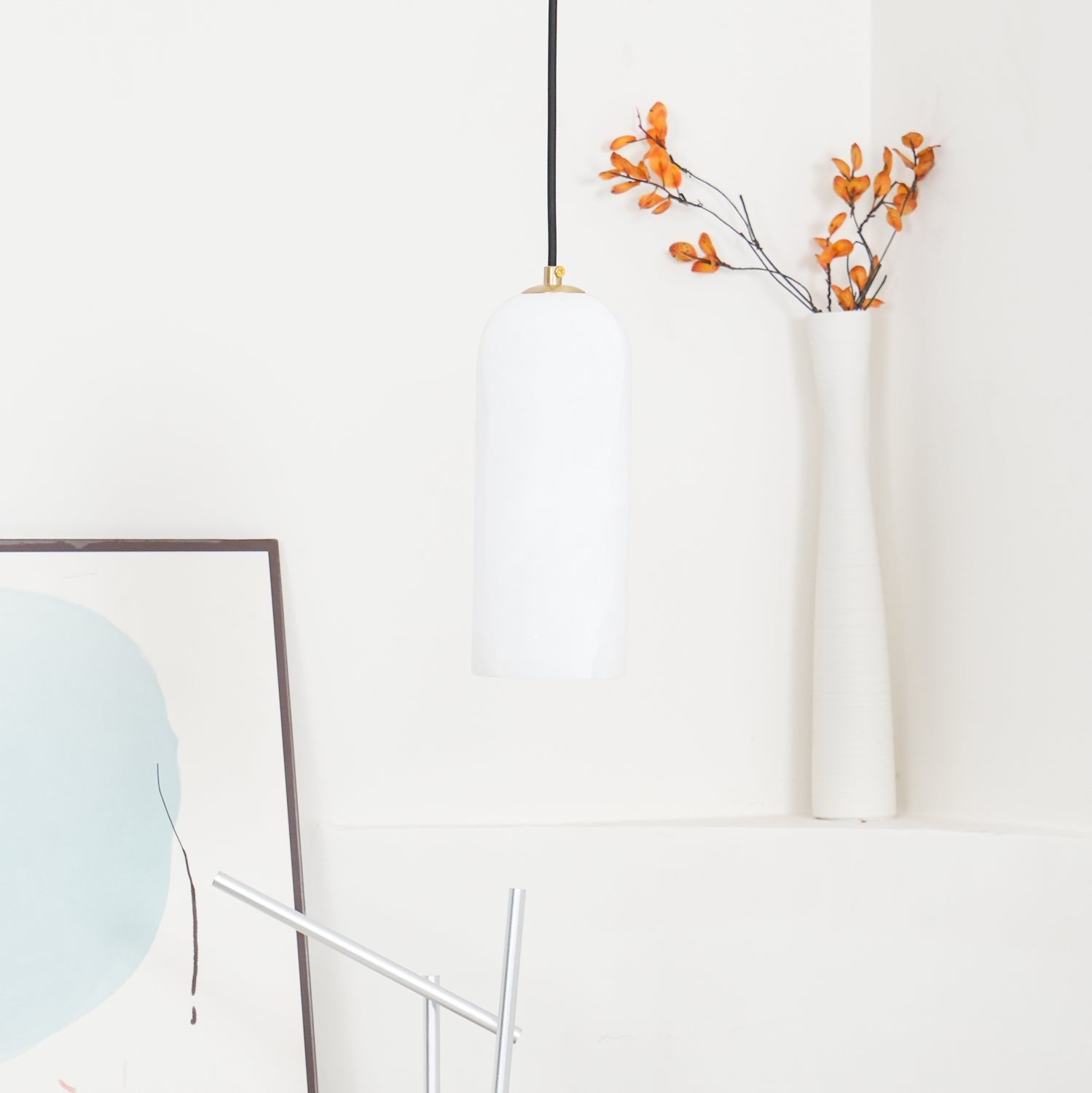 Zashayra Cylindrical Alabaster Pendant Light-Neutral Decor