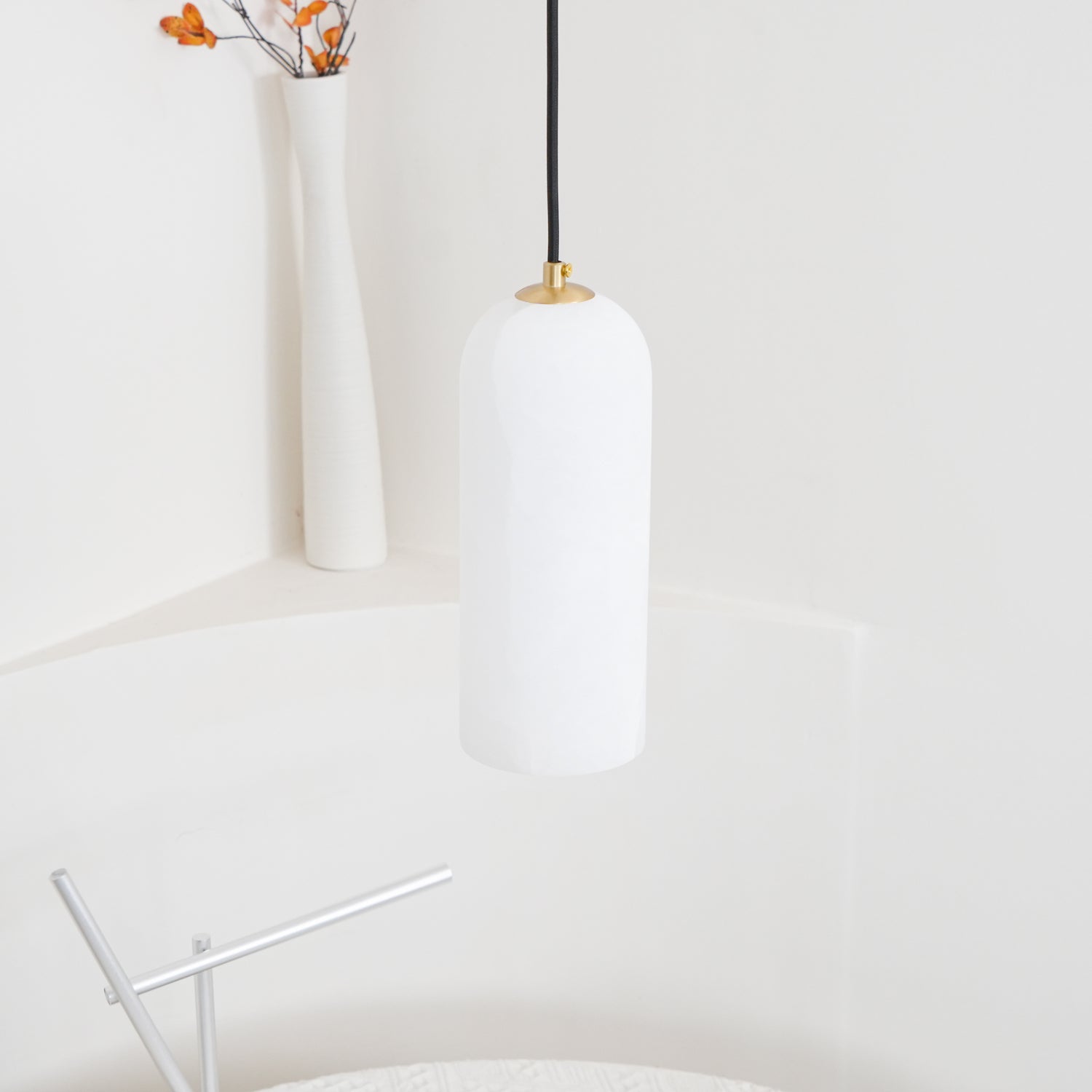 Zashayra Cylindrical Alabaster Pendant Light-Neutral Decor