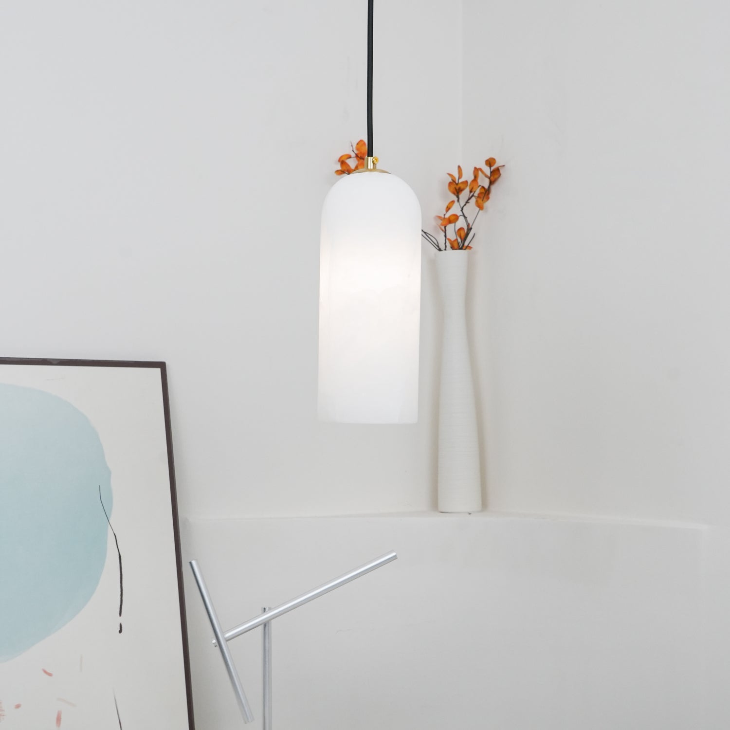 Zashayra Cylindrical Alabaster Pendant Light-Neutral Decor