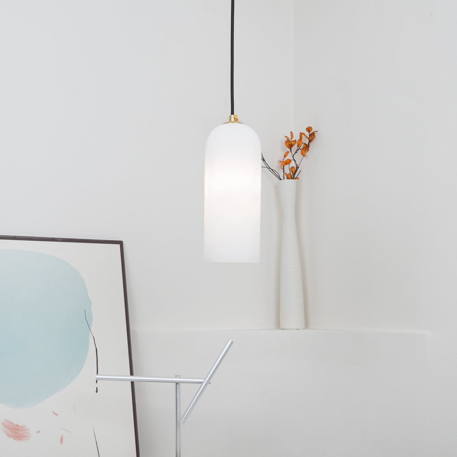 Zashayra Cylindrical Alabaster Pendant Light-Neutral Decor