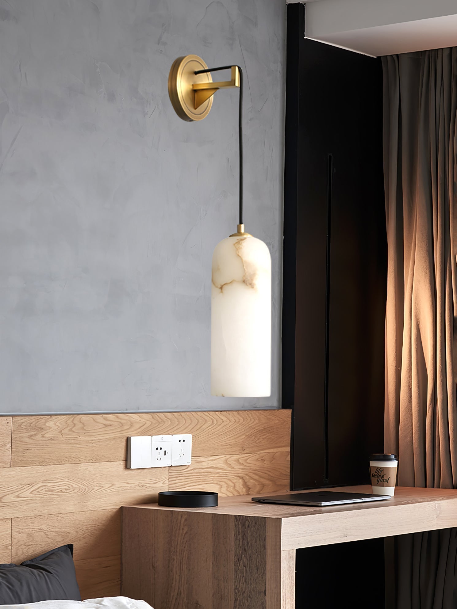 Virel Pendant Alabaster Wall Light-Neutral Decor