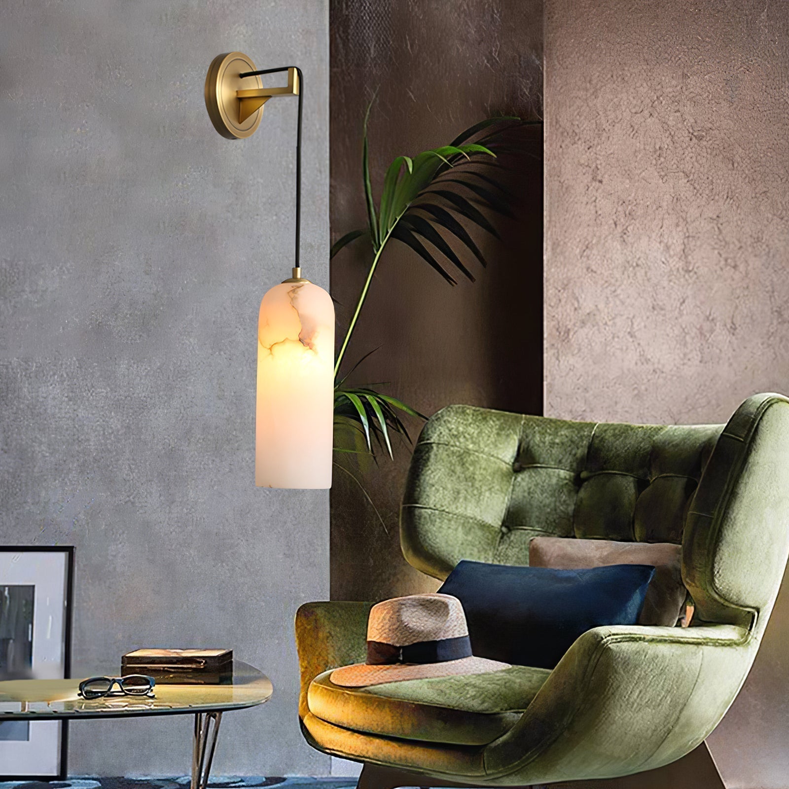 Virel Pendant Alabaster Wall Light-Neutral Decor