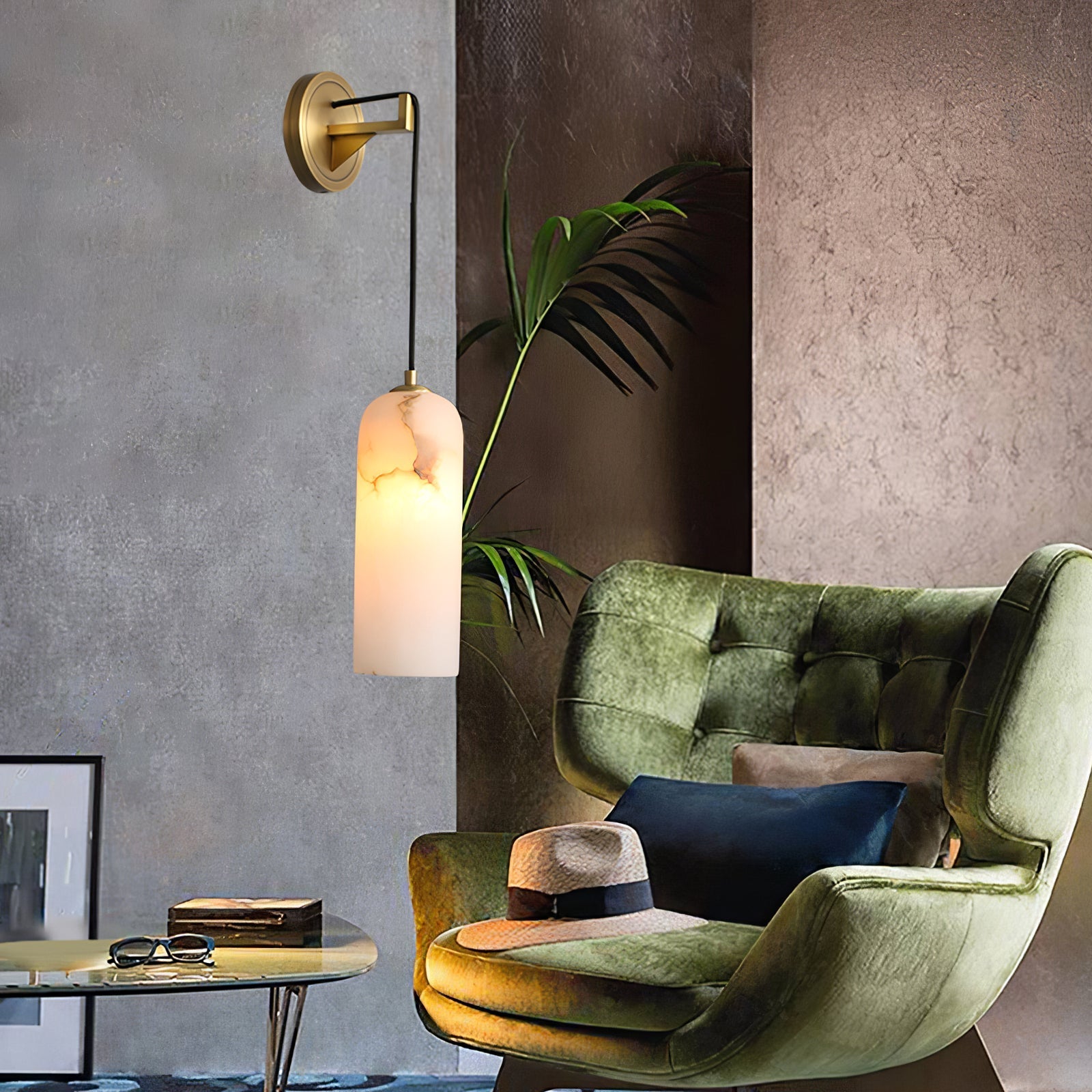 Haelion Pendant Alabaster Wall Light-Neutral Decor