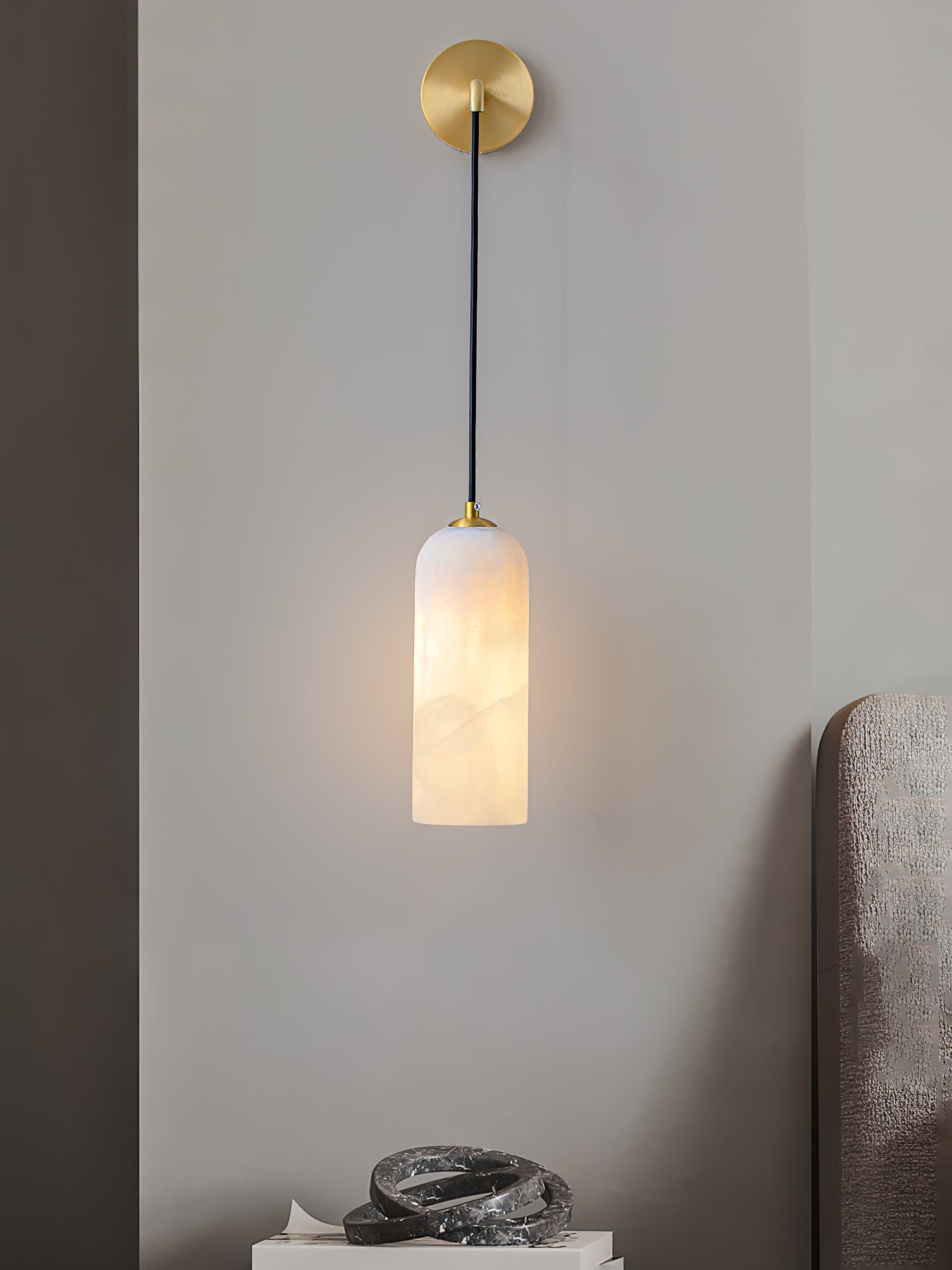 Virel Pendant Alabaster Wall Light-Neutral Decor
