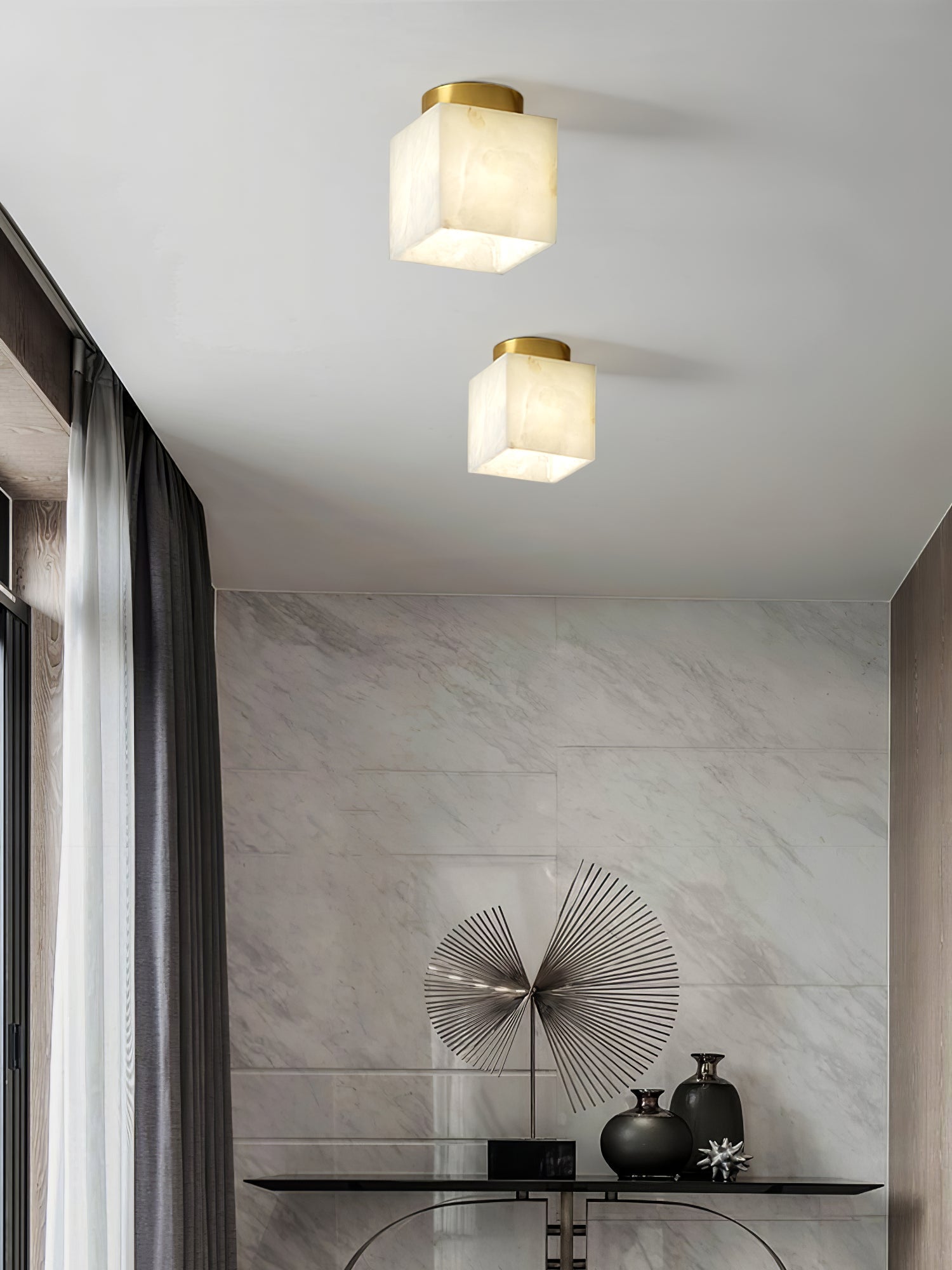 Otheyra Minimalist Alabaster Flush Mount Light-Neutral Decor