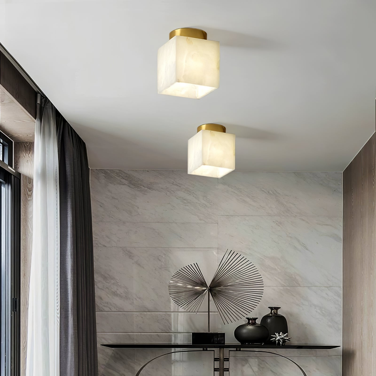 Otheyra Minimalist Alabaster Flush Mount Light-Neutral Decor