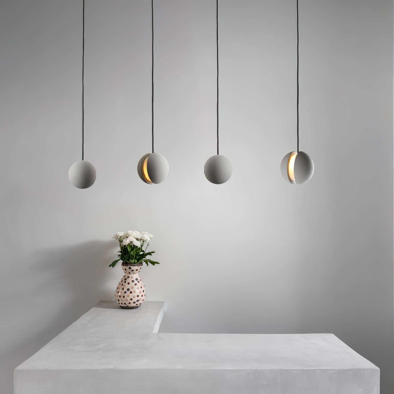 Umi Pendant Lamp Concrete Sphere Moon Minimalist-Neutral Decor