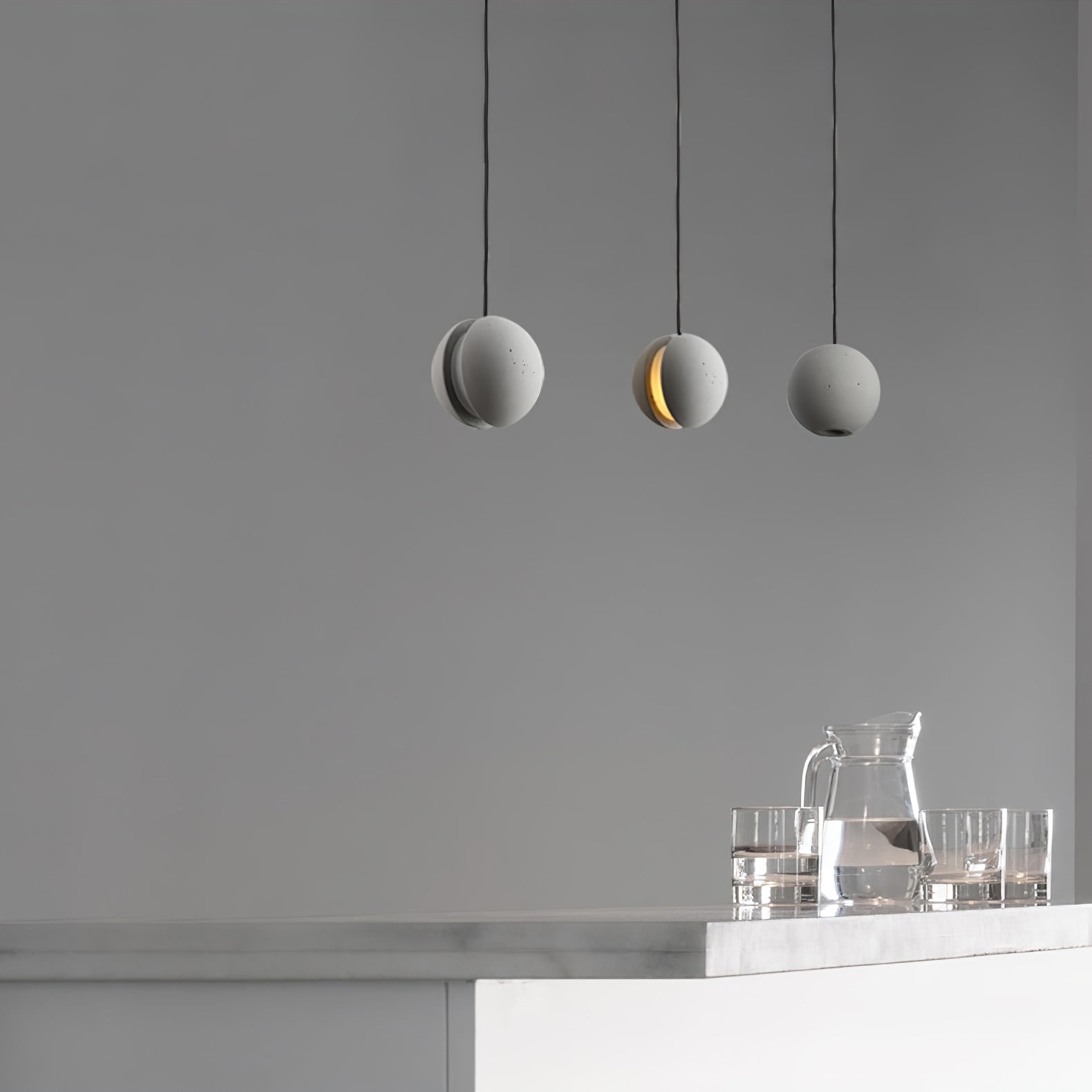 Umi Pendant Lamp Concrete Sphere Moon Minimalist-Neutral Decor