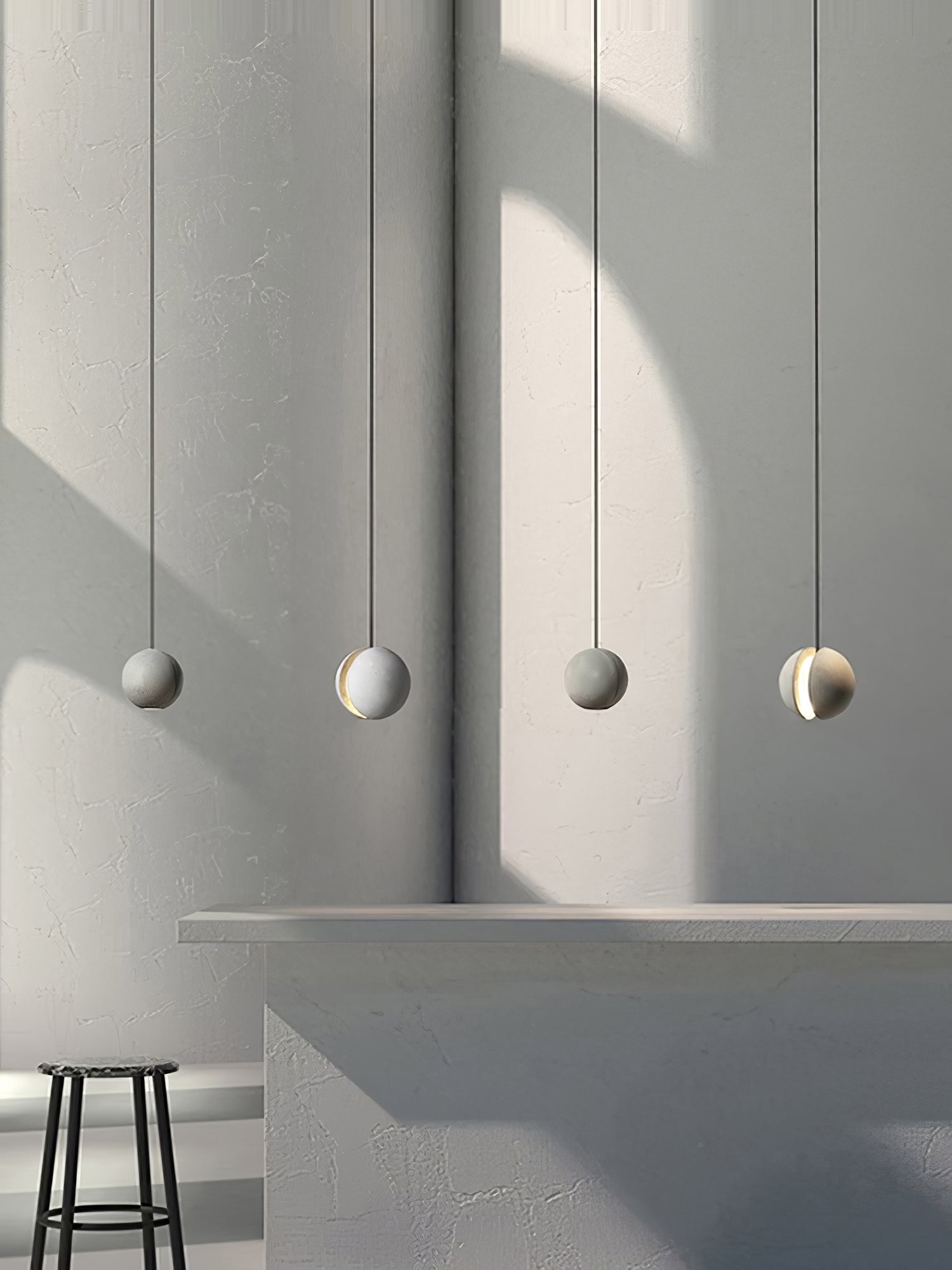 Umi Pendant Lamp Concrete Sphere Moon Minimalist-Neutral Decor