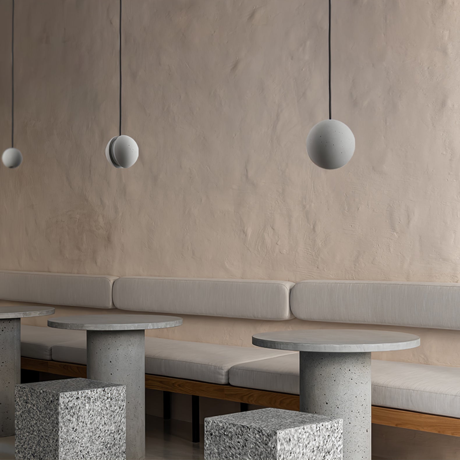 Umi Pendant Lamp Concrete Sphere Moon Minimalist-Neutral Decor