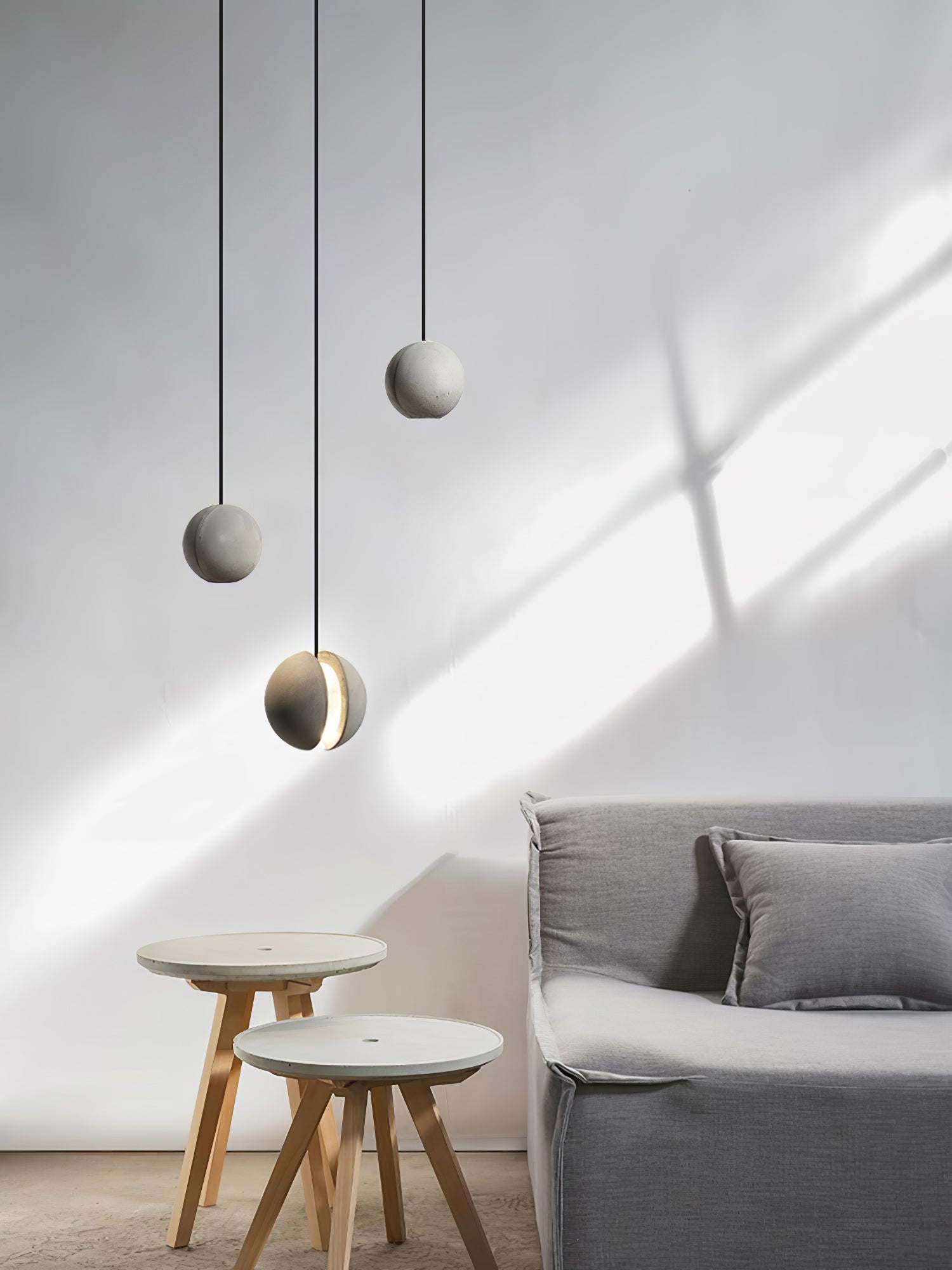 Umi Pendant Lamp Concrete Sphere Moon Minimalist-Neutral Decor