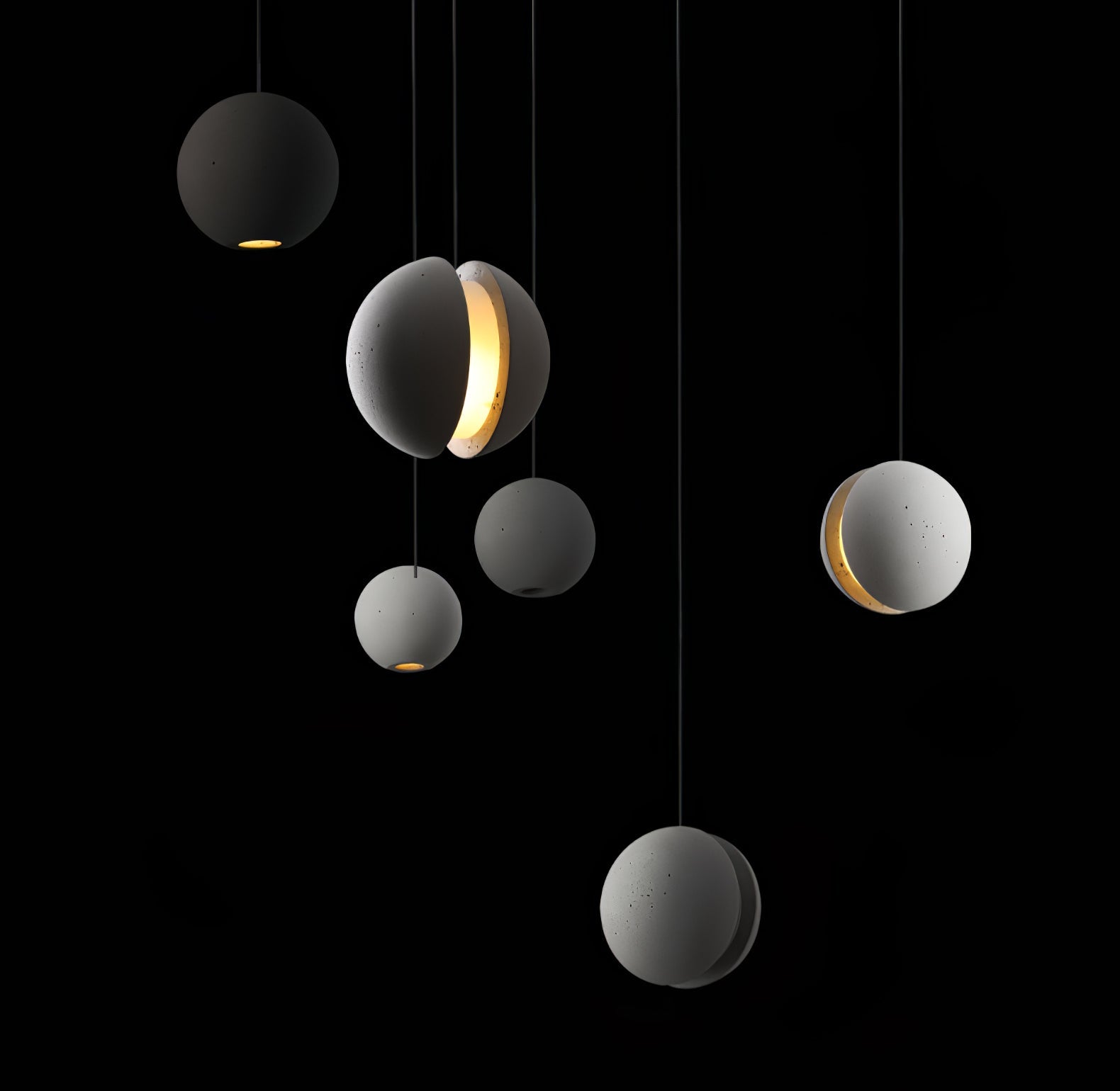 Umi Pendant Lamp Concrete Sphere Moon Minimalist-Neutral Decor