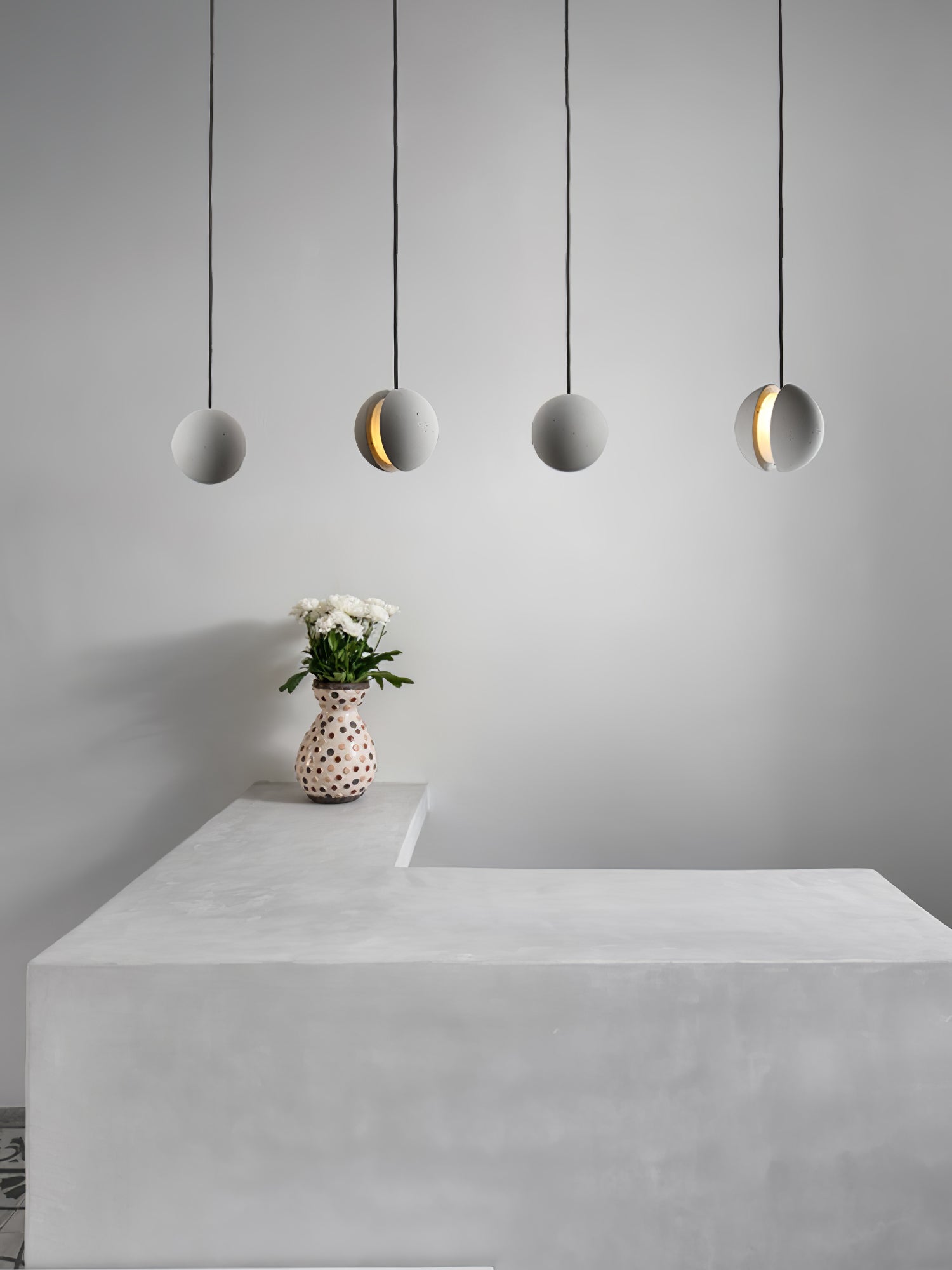 Umi Pendant Lamp Concrete Sphere Moon Minimalist-Neutral Decor