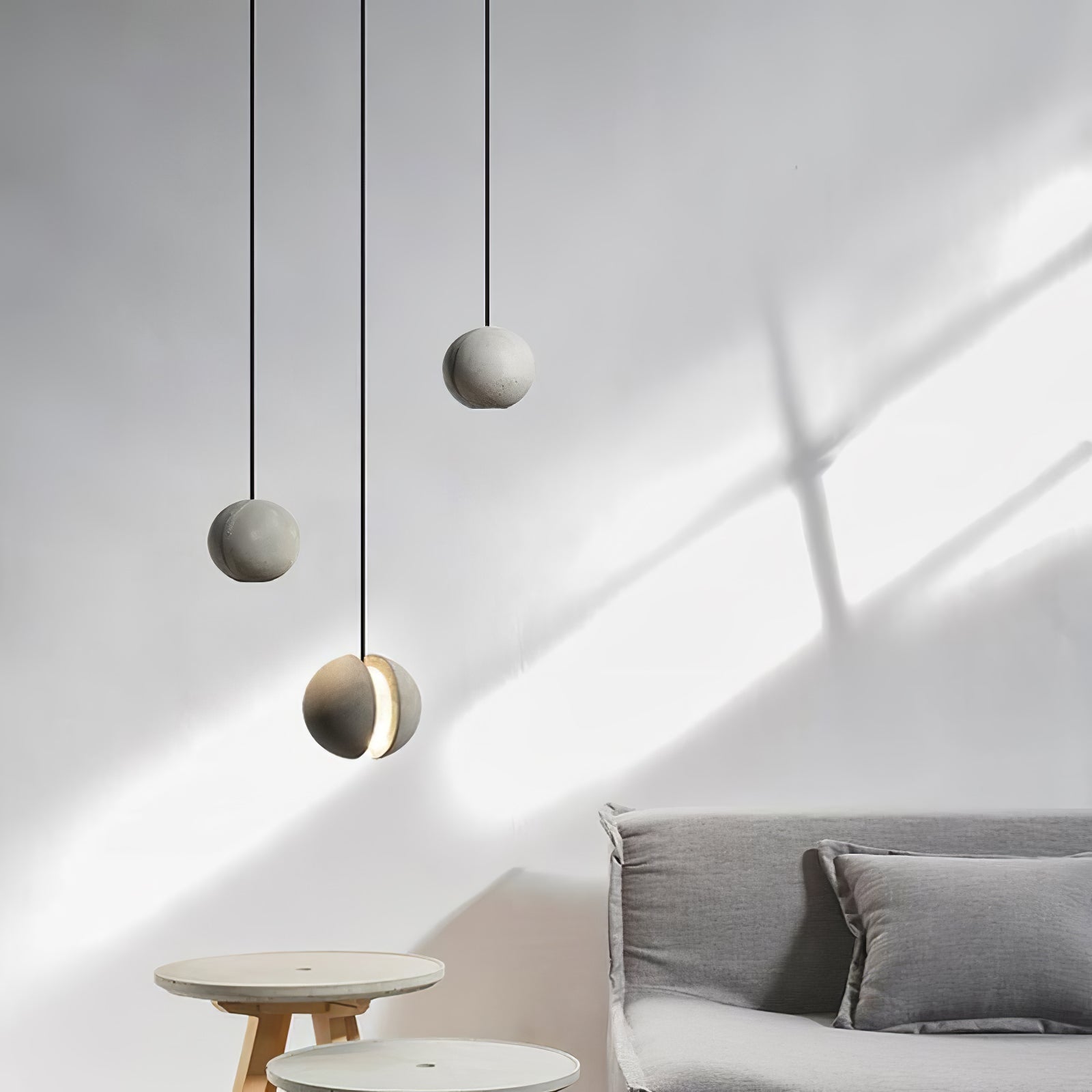 Umi Pendant Lamp Concrete Sphere Moon Minimalist-Neutral Decor