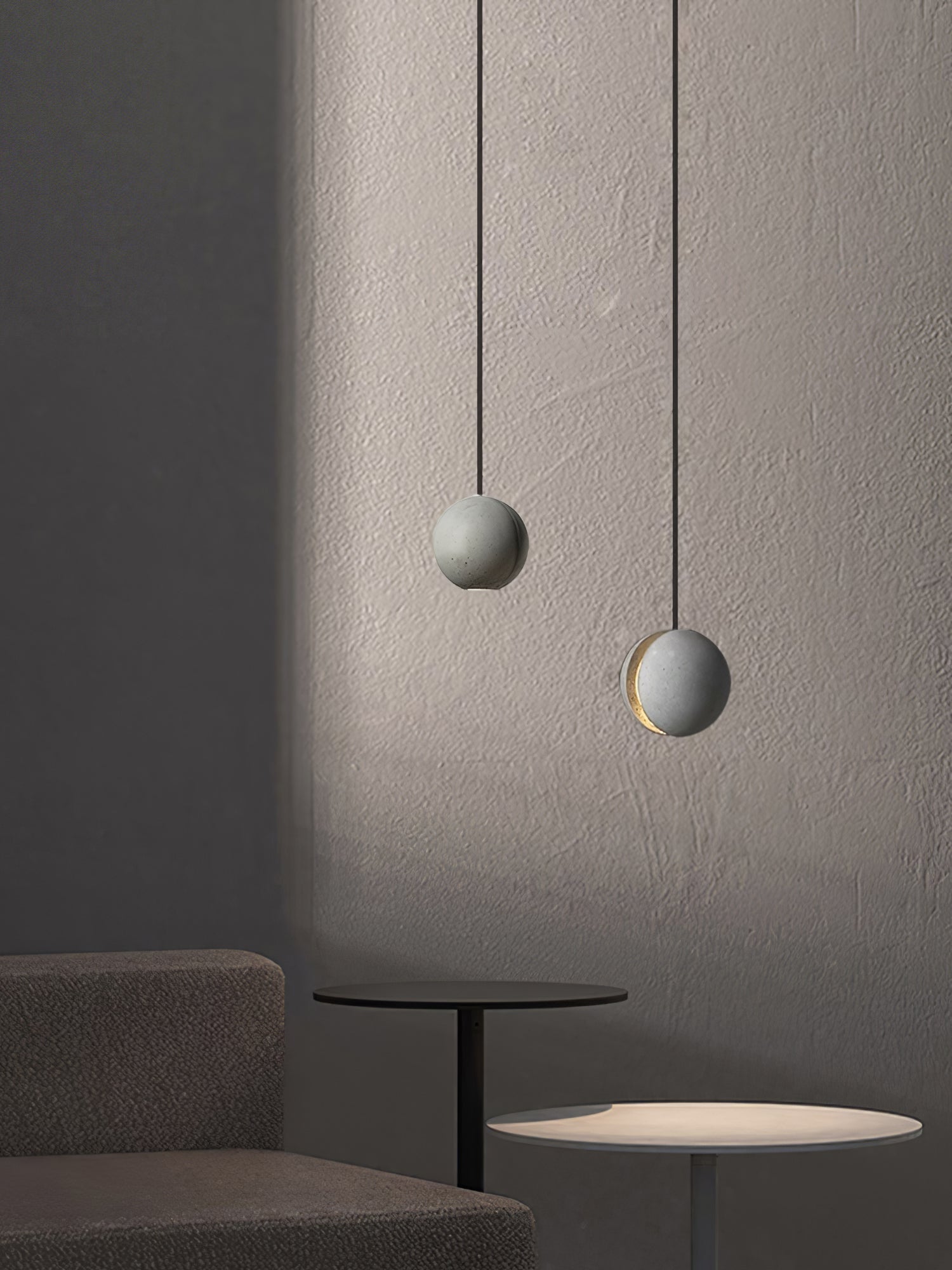 Umi Pendant Lamp Concrete Sphere Moon Minimalist-Neutral Decor