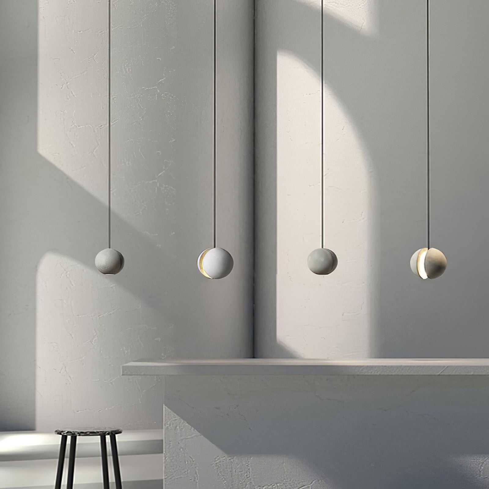 Umi Pendant Lamp Concrete Sphere Moon Minimalist-Neutral Decor