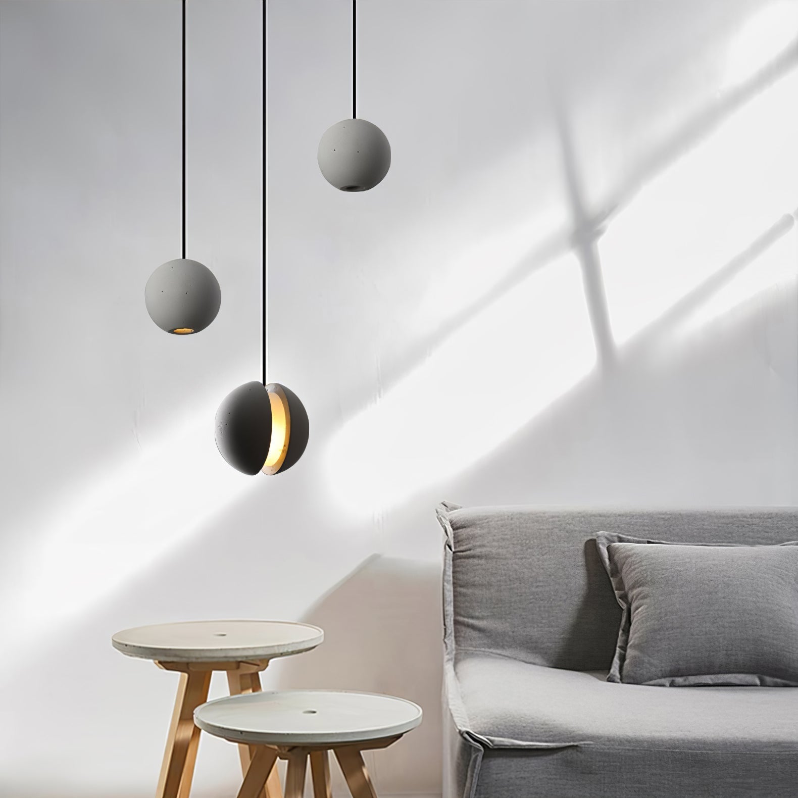 Umi Pendant Lamp Concrete Sphere Moon Minimalist-Neutral Decor