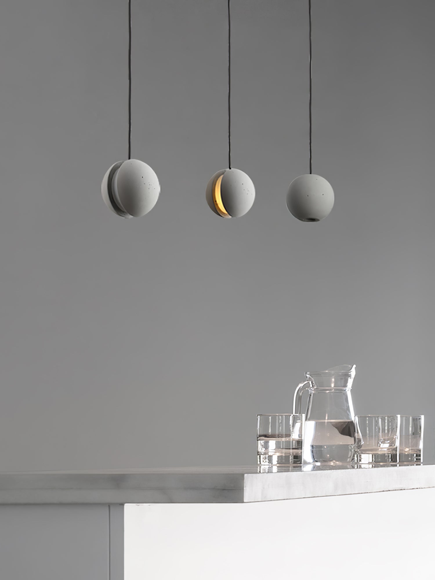 Umi Pendant Lamp Concrete Sphere Moon Minimalist-Neutral Decor