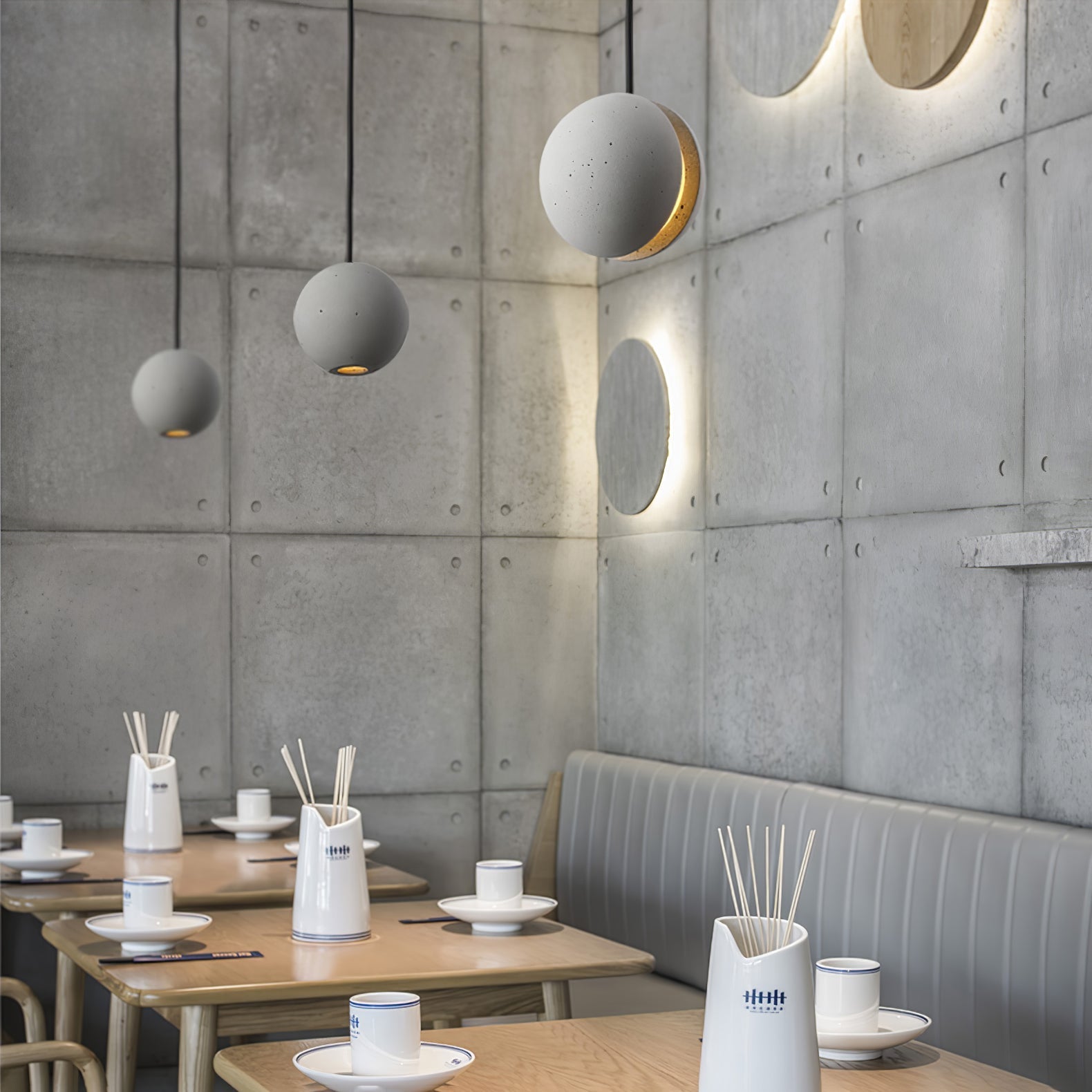 Umi Pendant Lamp Concrete Sphere Moon Minimalist-Neutral Decor