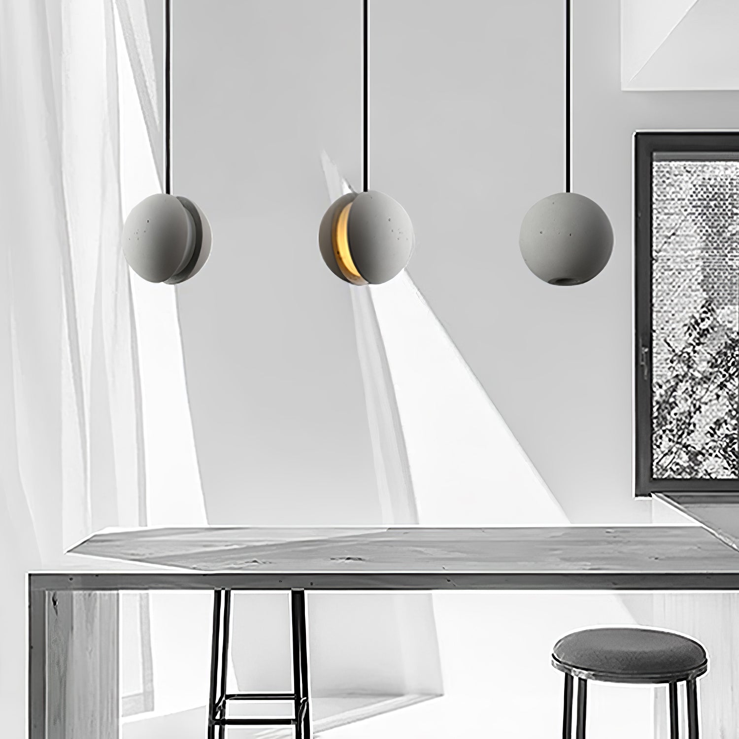Umi Pendant Lamp Concrete Sphere Moon Minimalist-Neutral Decor