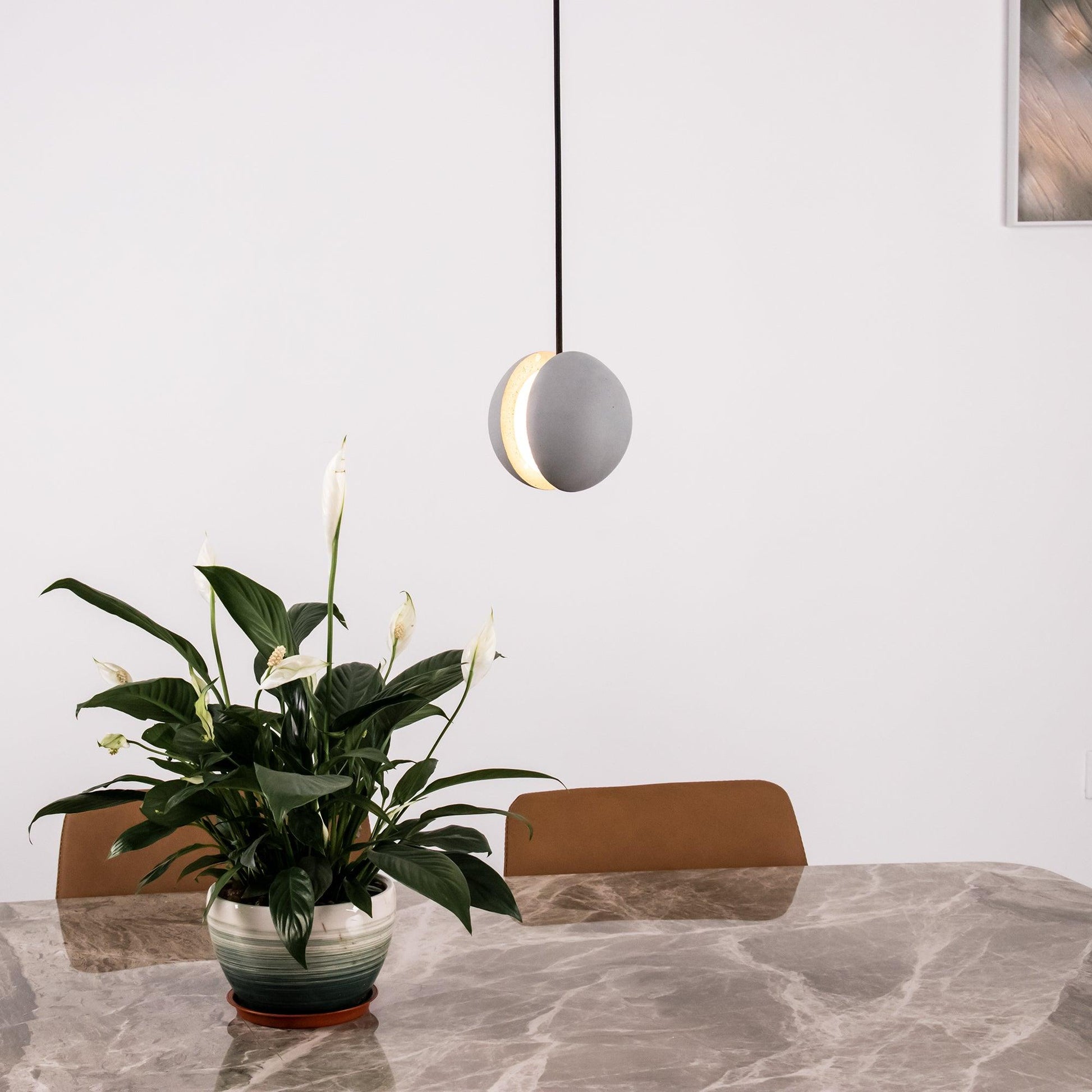 Umi Pendant Lamp Concrete Sphere Moon Minimalist-Neutral Decor