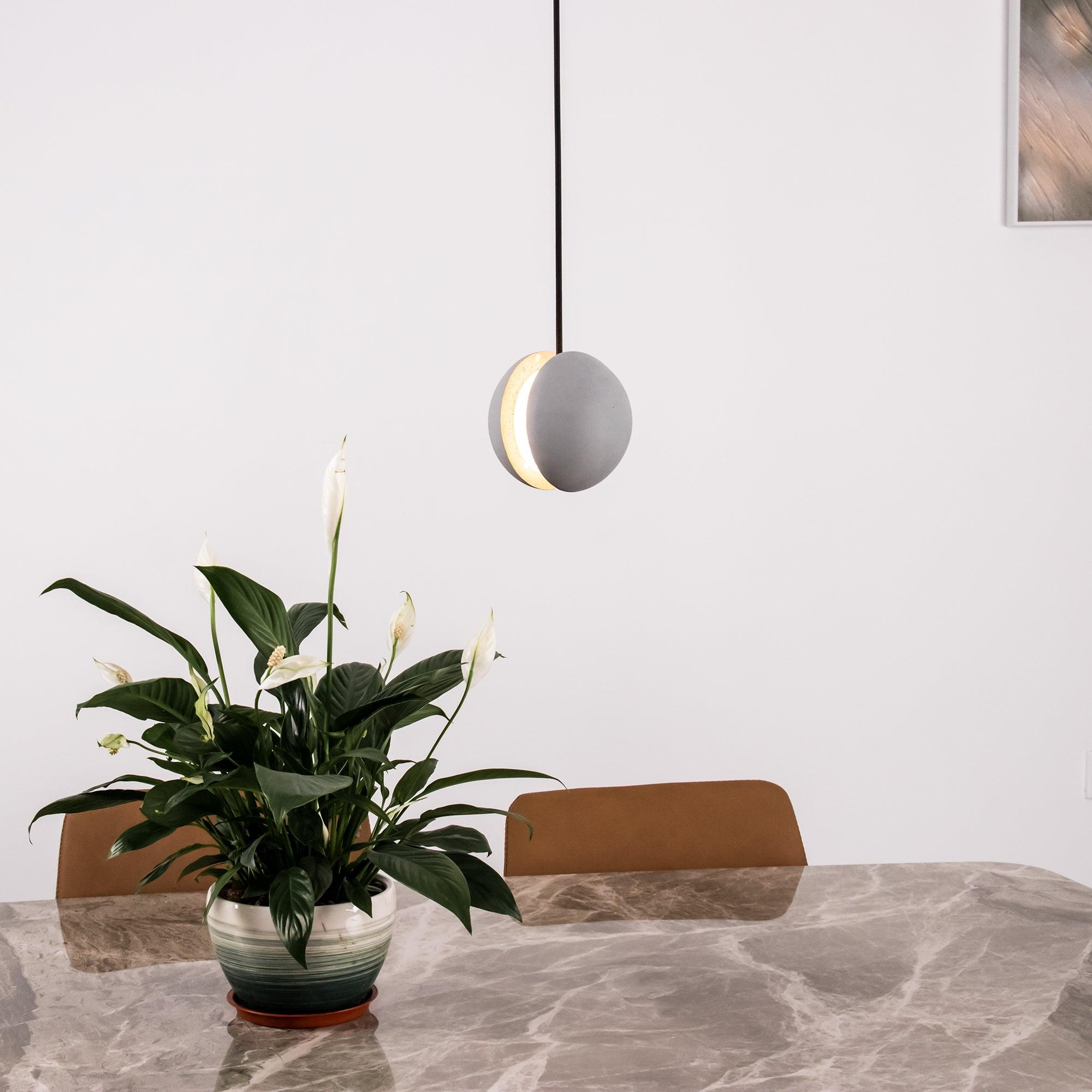 Umi Pendant Lamp Concrete Sphere Moon Minimalist-Neutral Decor