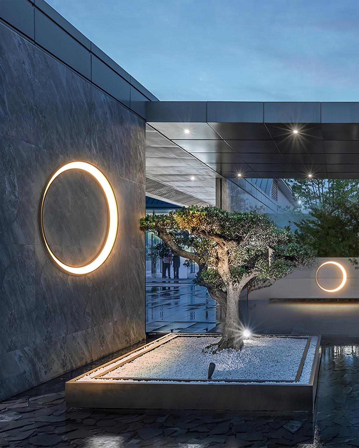 Zathee Circular LED Outdoor Wall Light-Neutral Decor