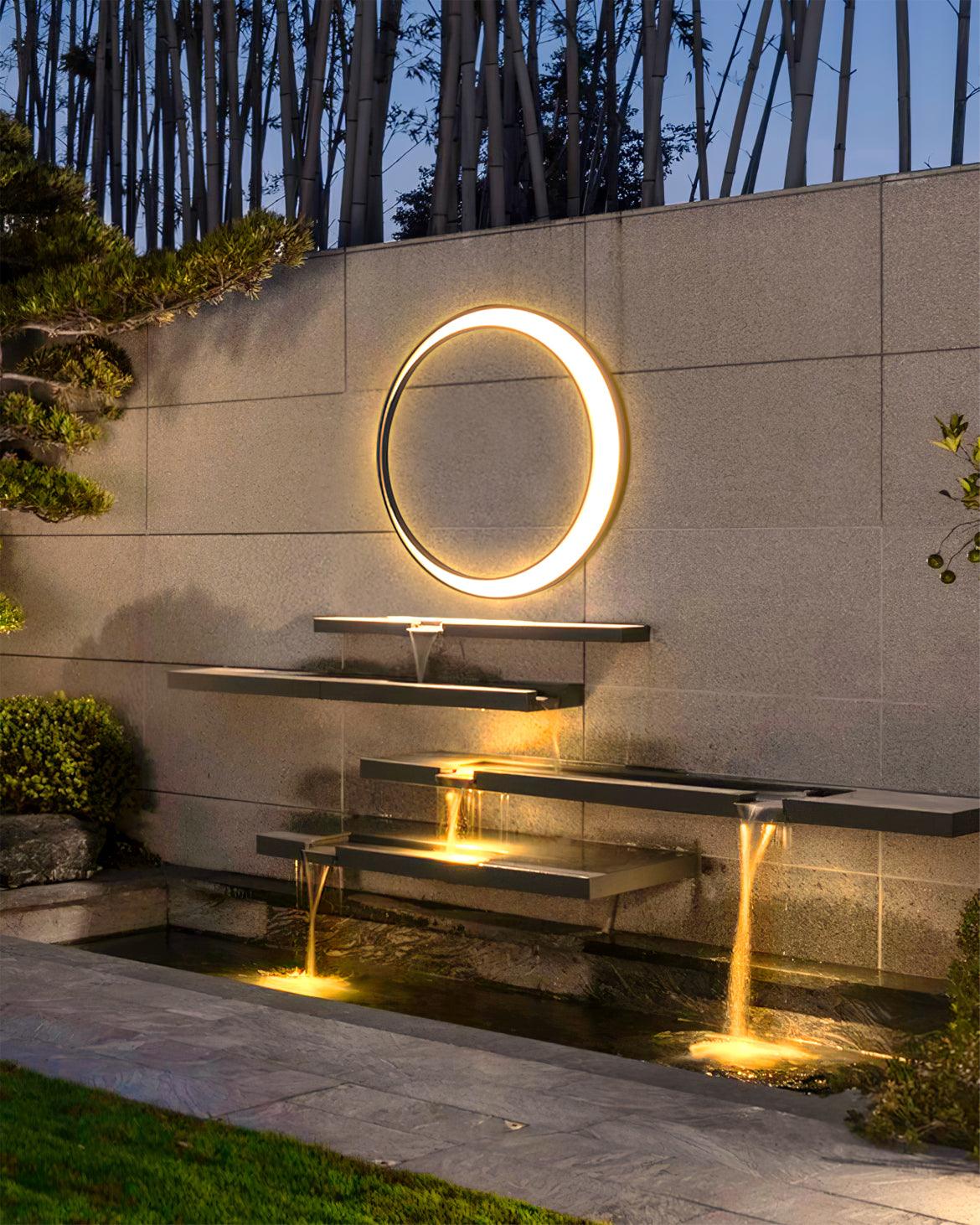 Zathee Circular LED Outdoor Wall Light-Neutral Decor