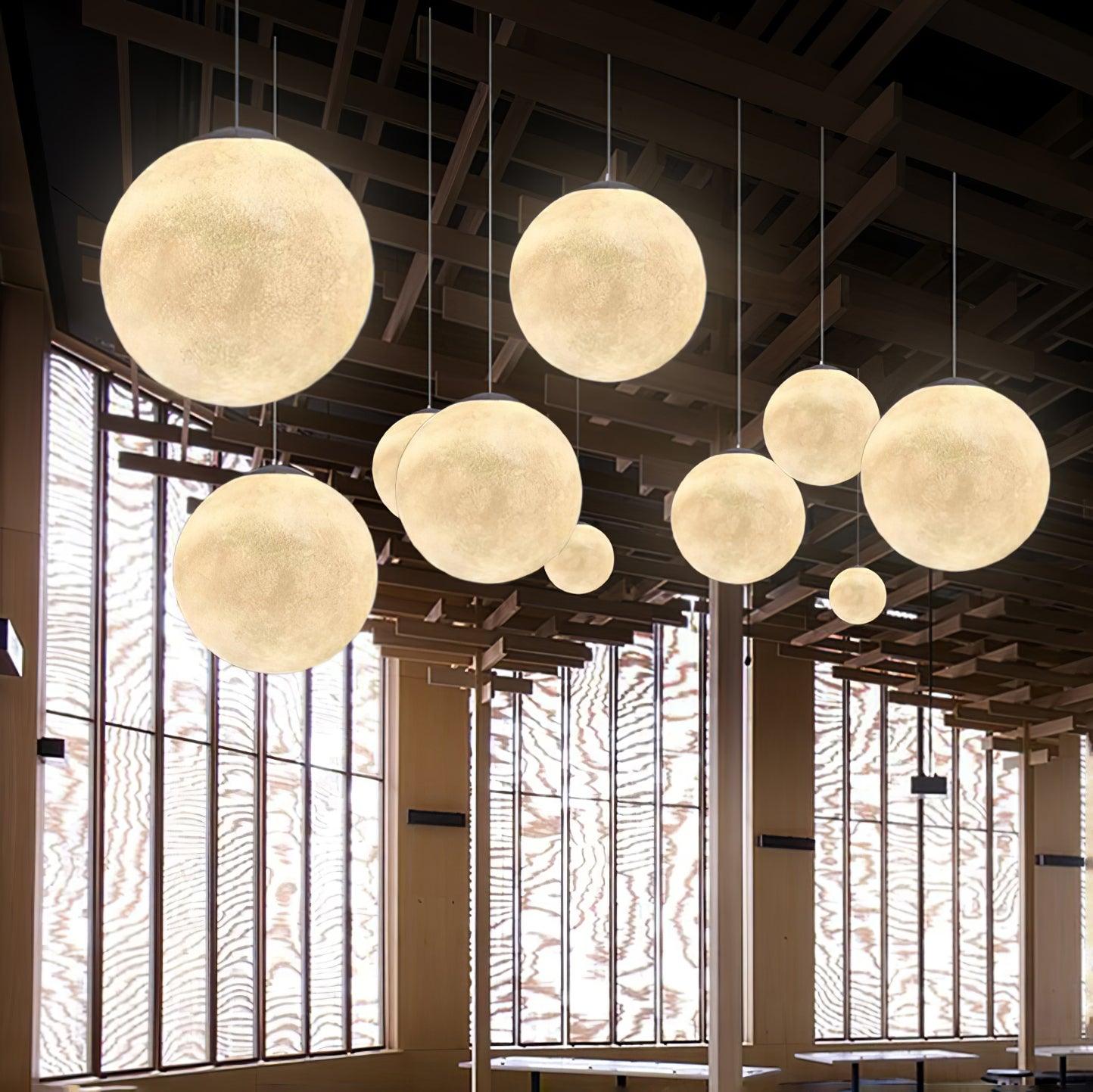 Lustra Pendant Lamp Moon Shaped for Living Room-Neutral Decor