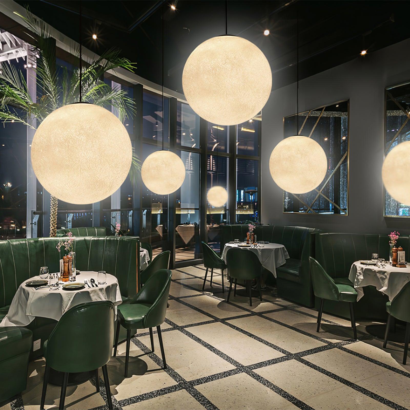 Lustra Pendant Lamp Moon Shaped for Living Room-Neutral Decor