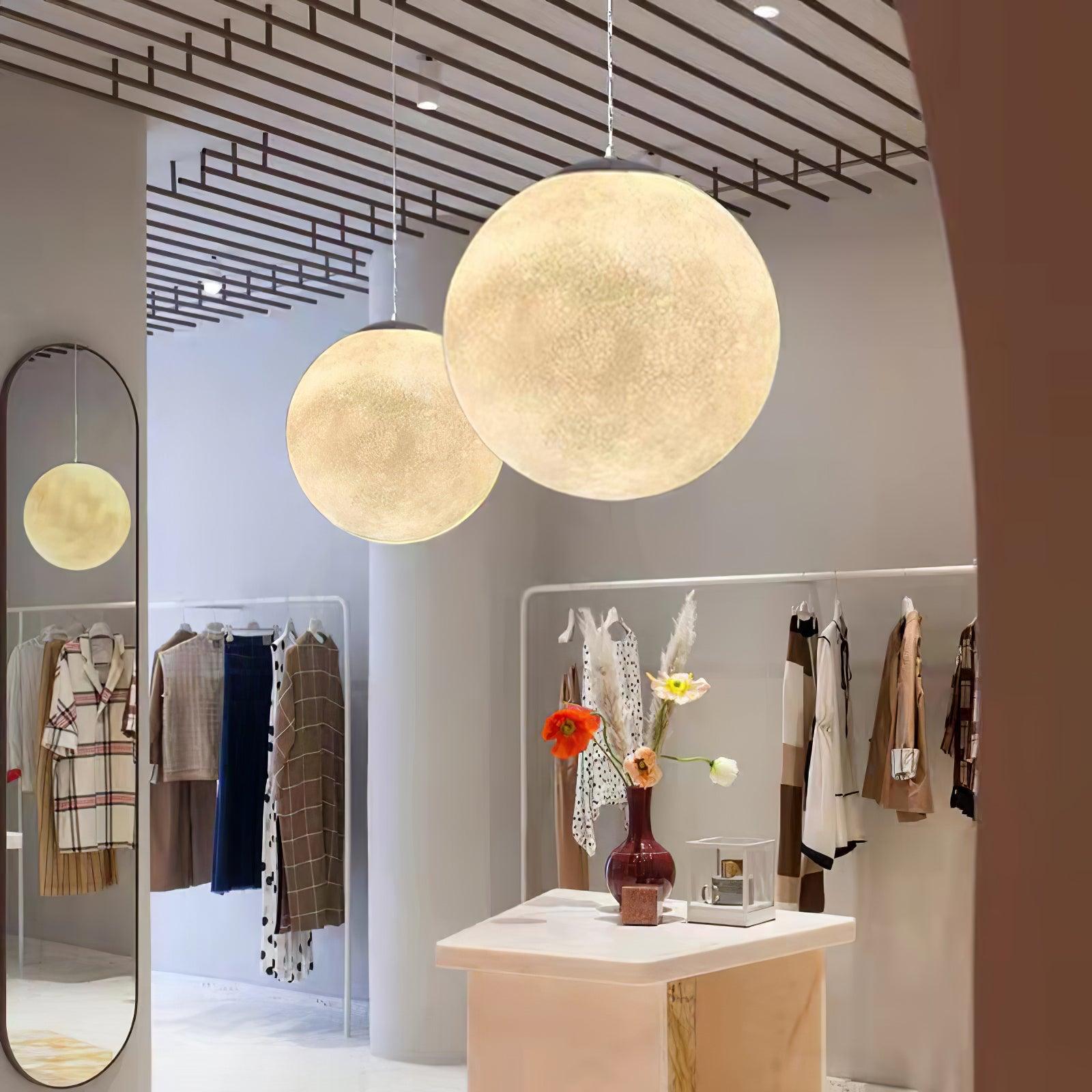 Lustra Pendant Lamp Moon Shaped for Living Room-Neutral Decor