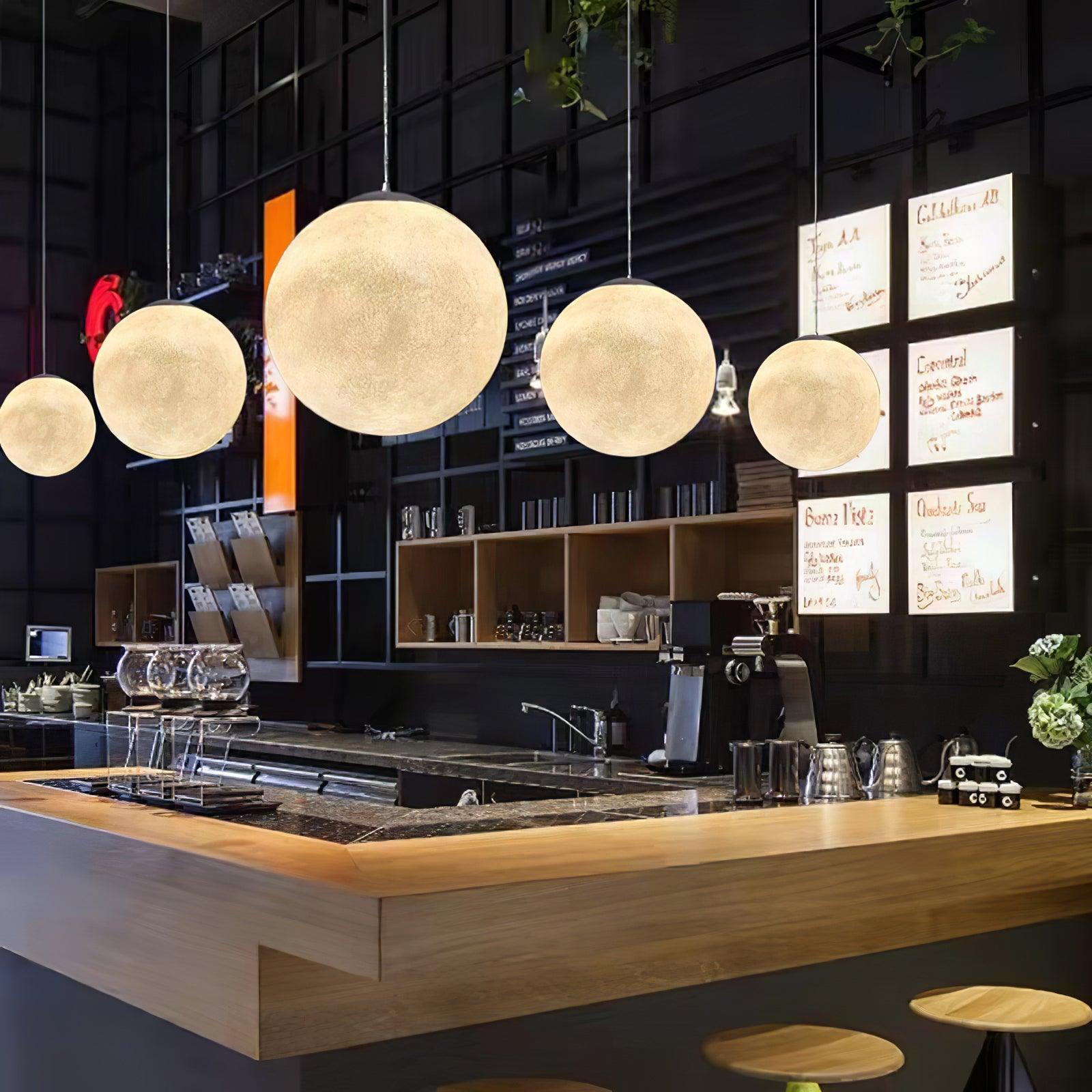 Lustra Pendant Lamp Moon Shaped for Living Room-Neutral Decor