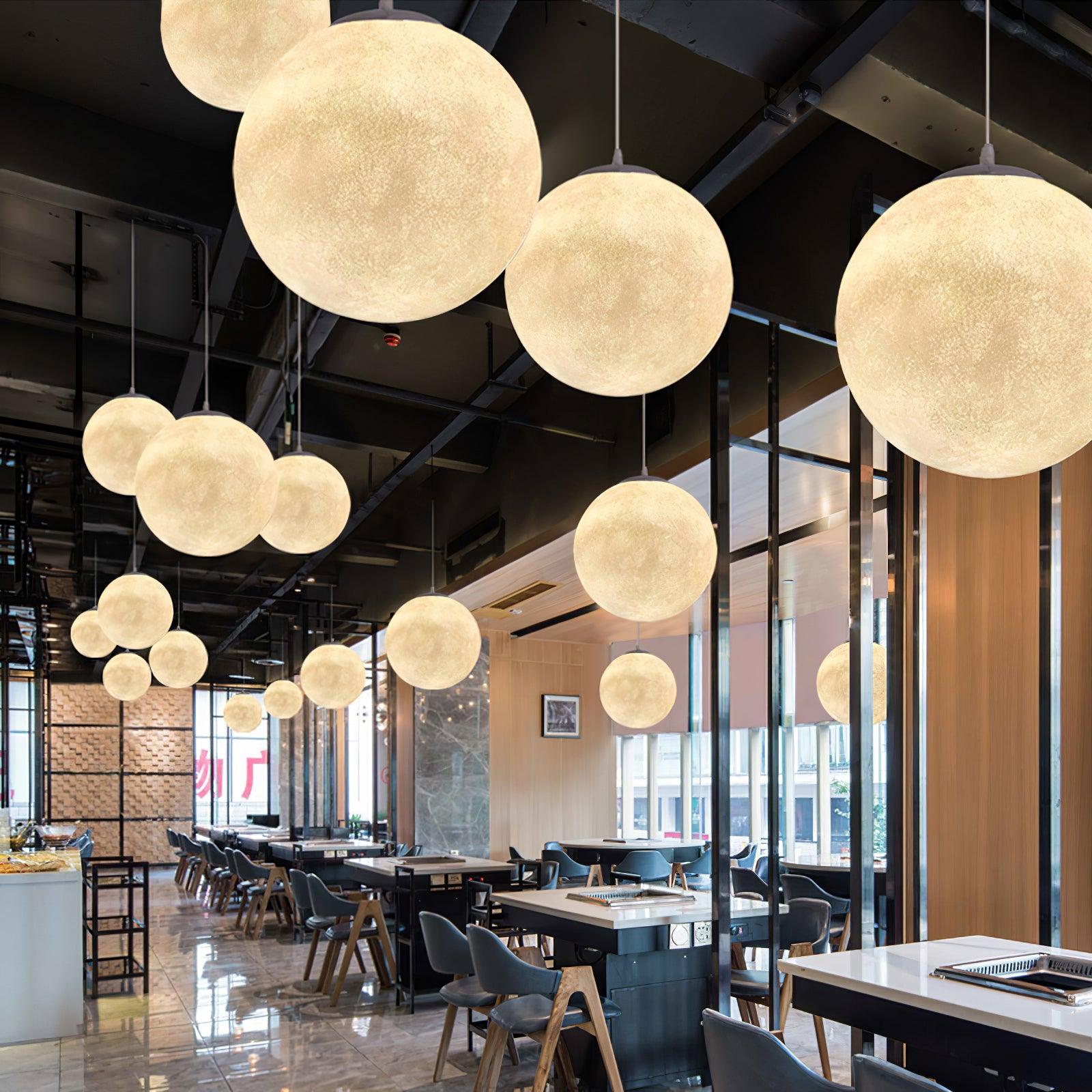 Lustra Pendant Lamp Moon Shaped for Living Room-Neutral Decor