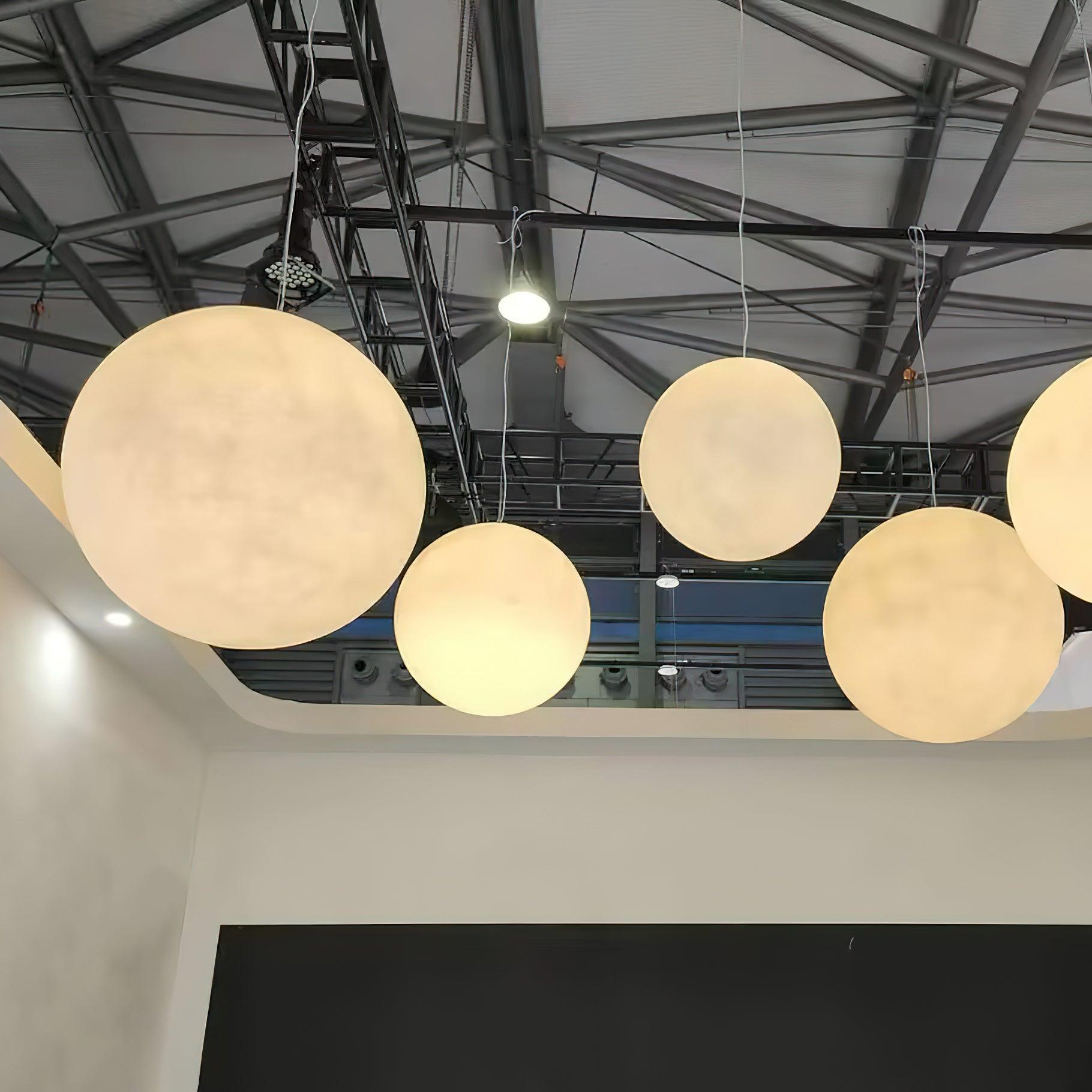 Lustra Pendant Lamp Moon Shaped for Living Room-Neutral Decor