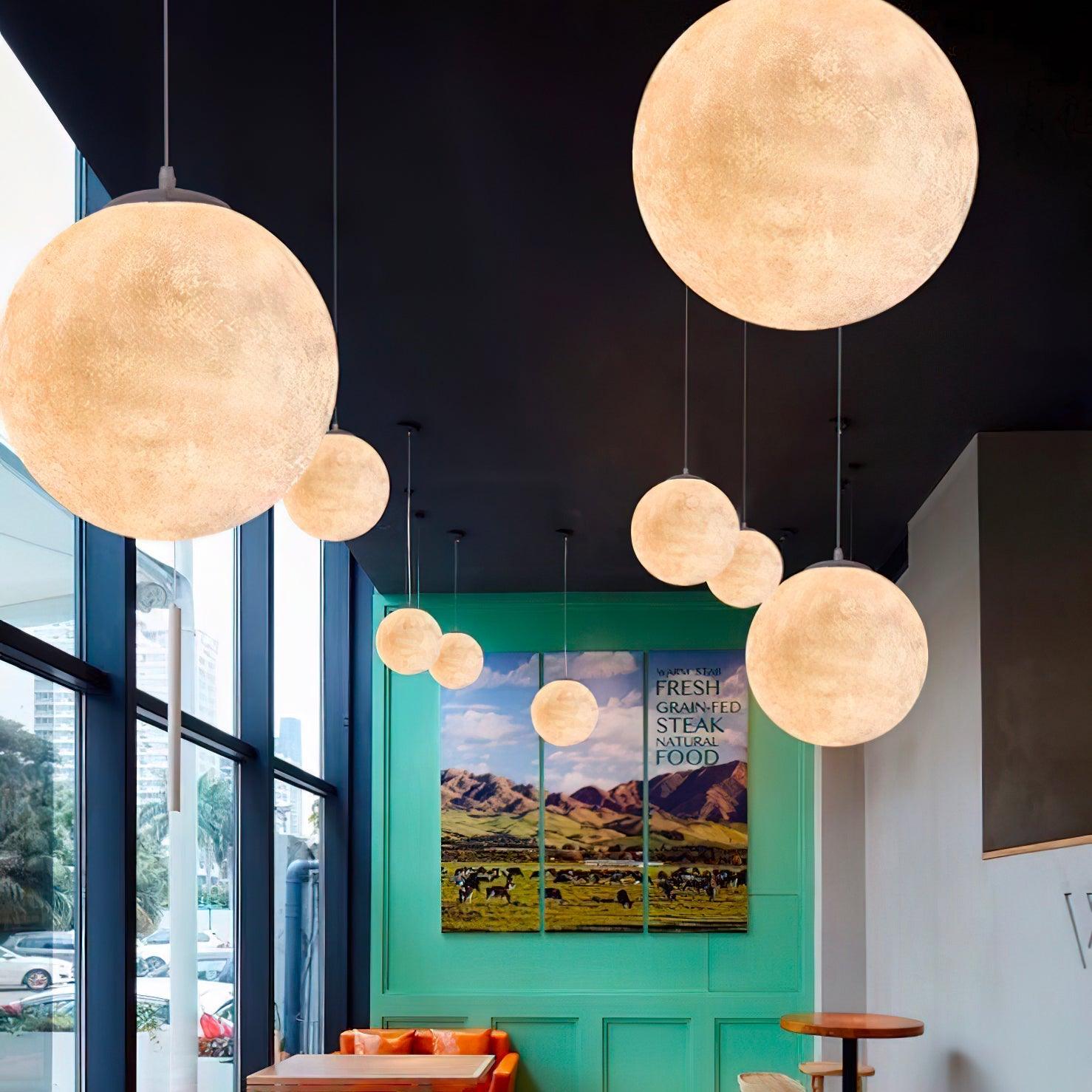 Lustra Pendant Lamp Moon Shaped for Living Room-Neutral Decor