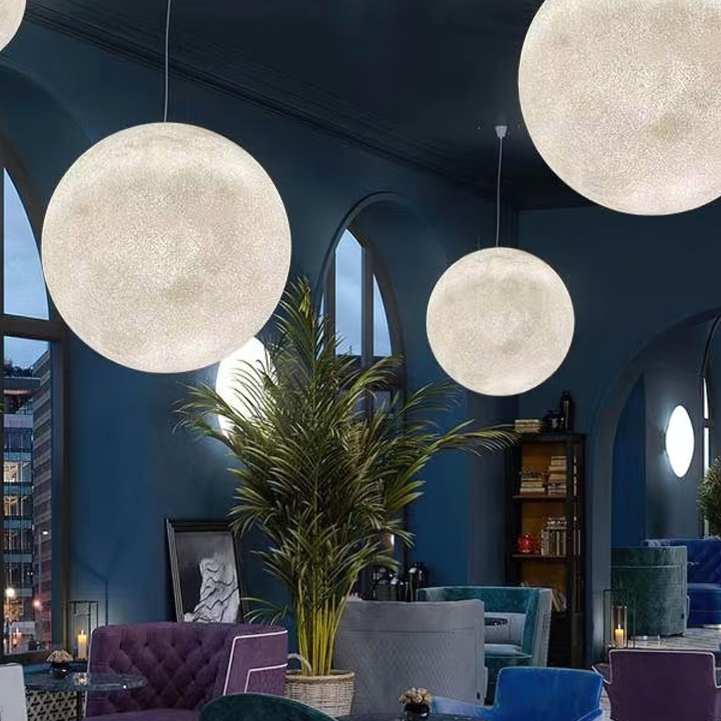 Lustra Pendant Lamp Moon Shaped for Living Room-Neutral Decor