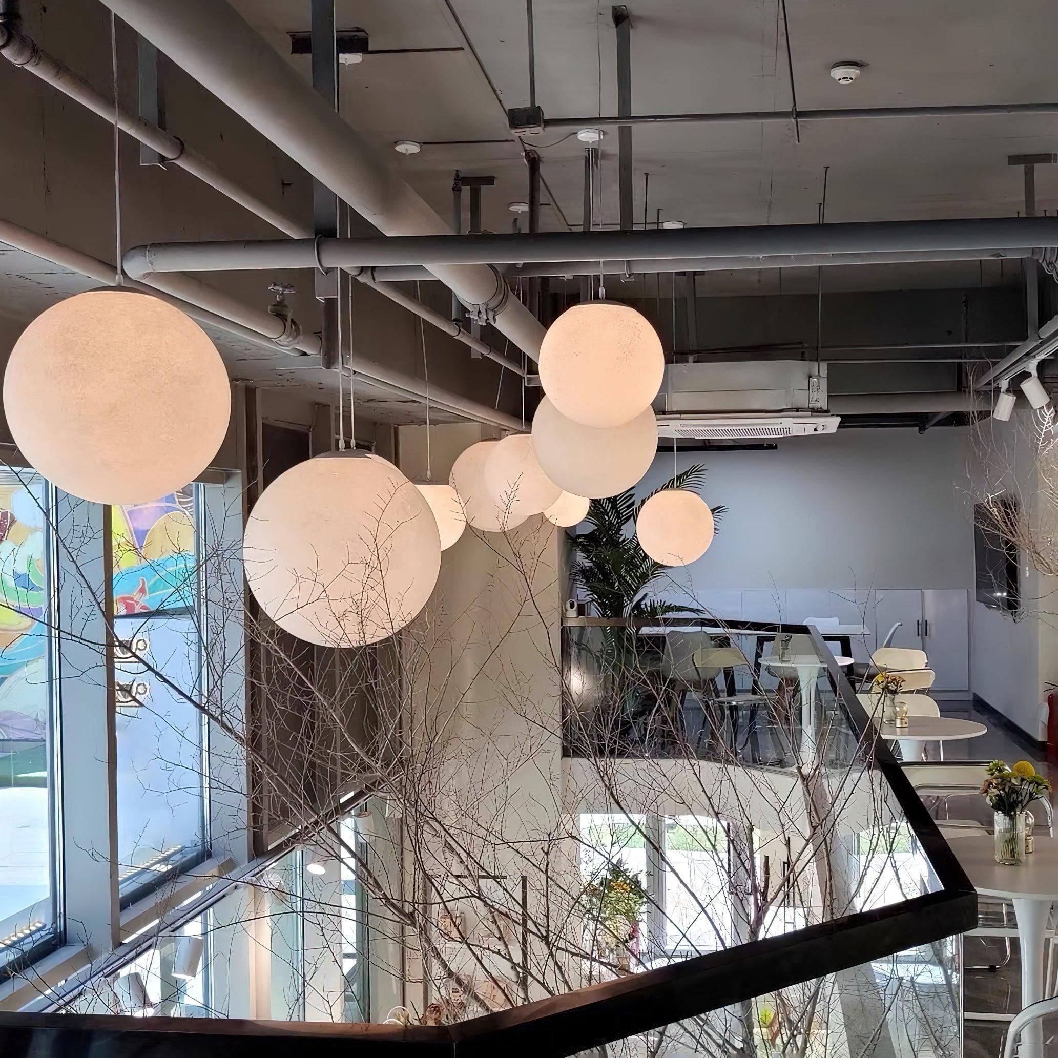Lustra Pendant Lamp Moon Shaped for Living Room-Neutral Decor