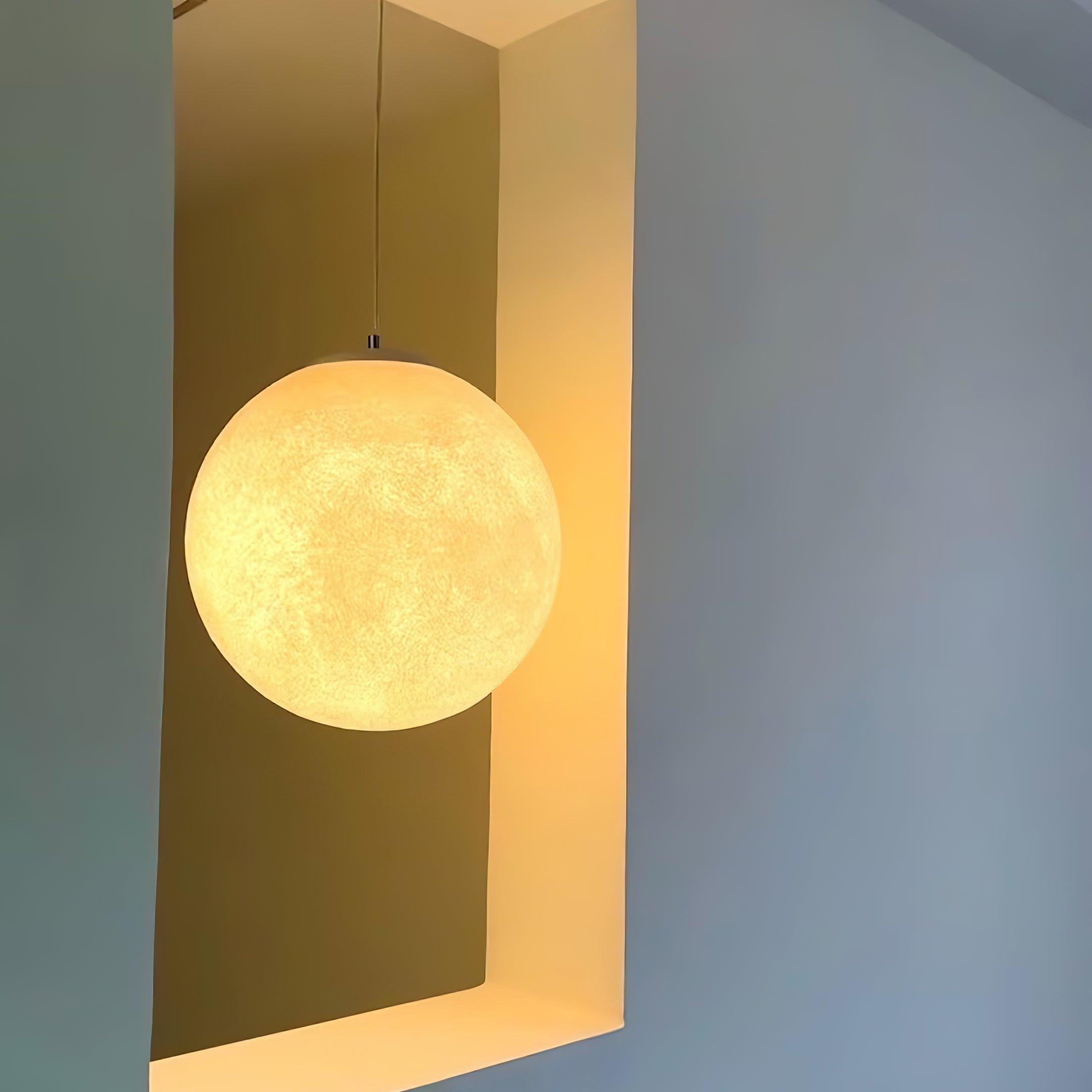 Lustra Pendant Lamp Moon Shaped for Living Room-Neutral Decor